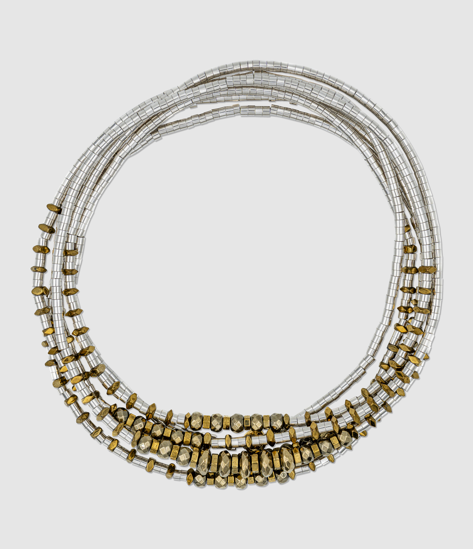 Tess Silver 6-strand Necklace and Bracelet, 103cm