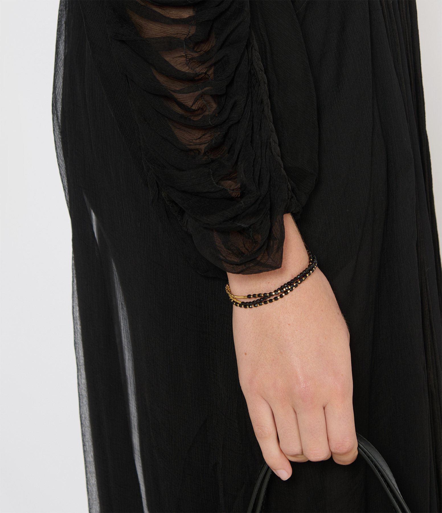Necklace and 3-strand matt black bracelet, 49cm, Exclusive to Lulli