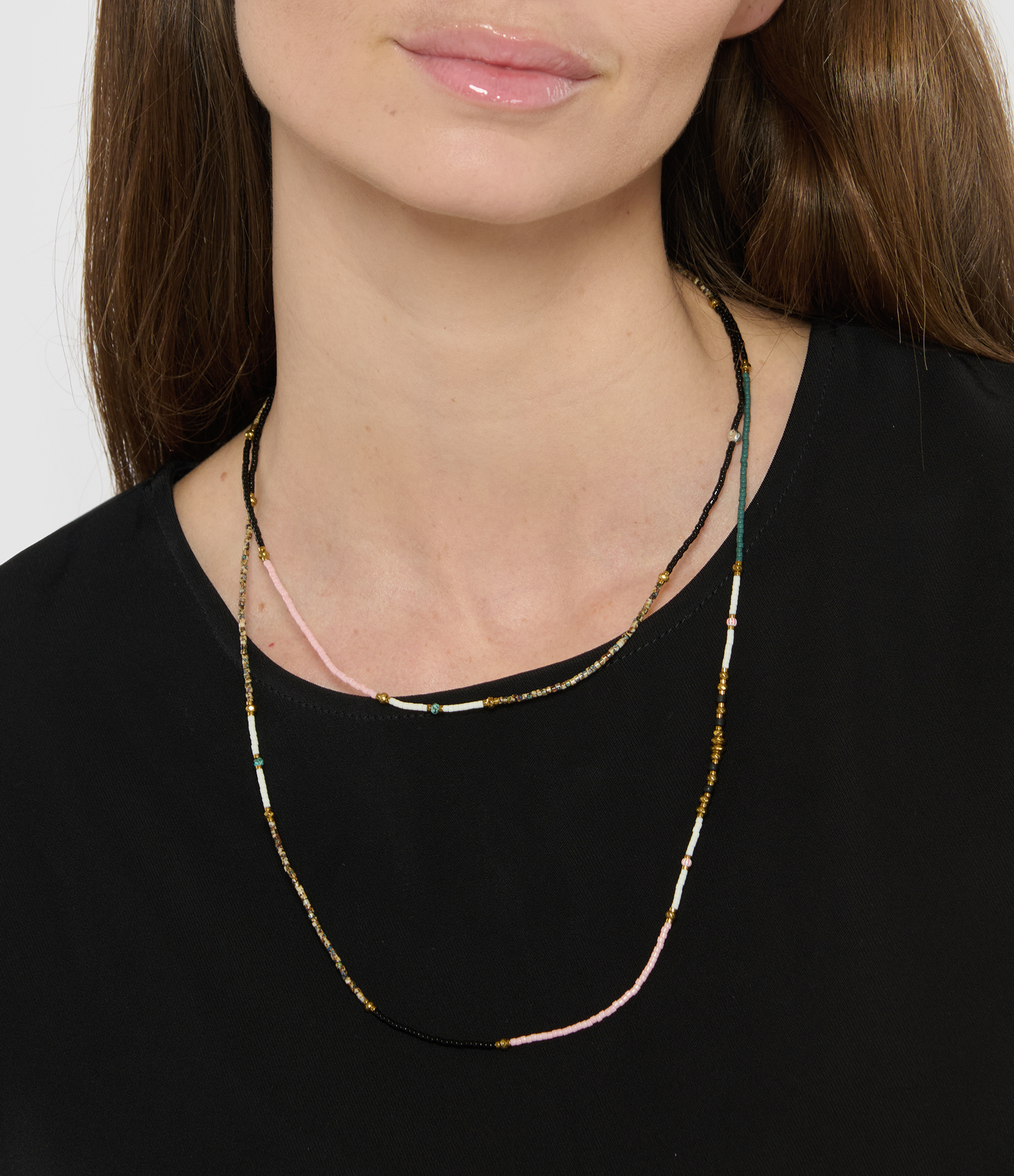 Nina Slim 6-Strand Necklace and Bracelet, Multicoloured, 103 cm
