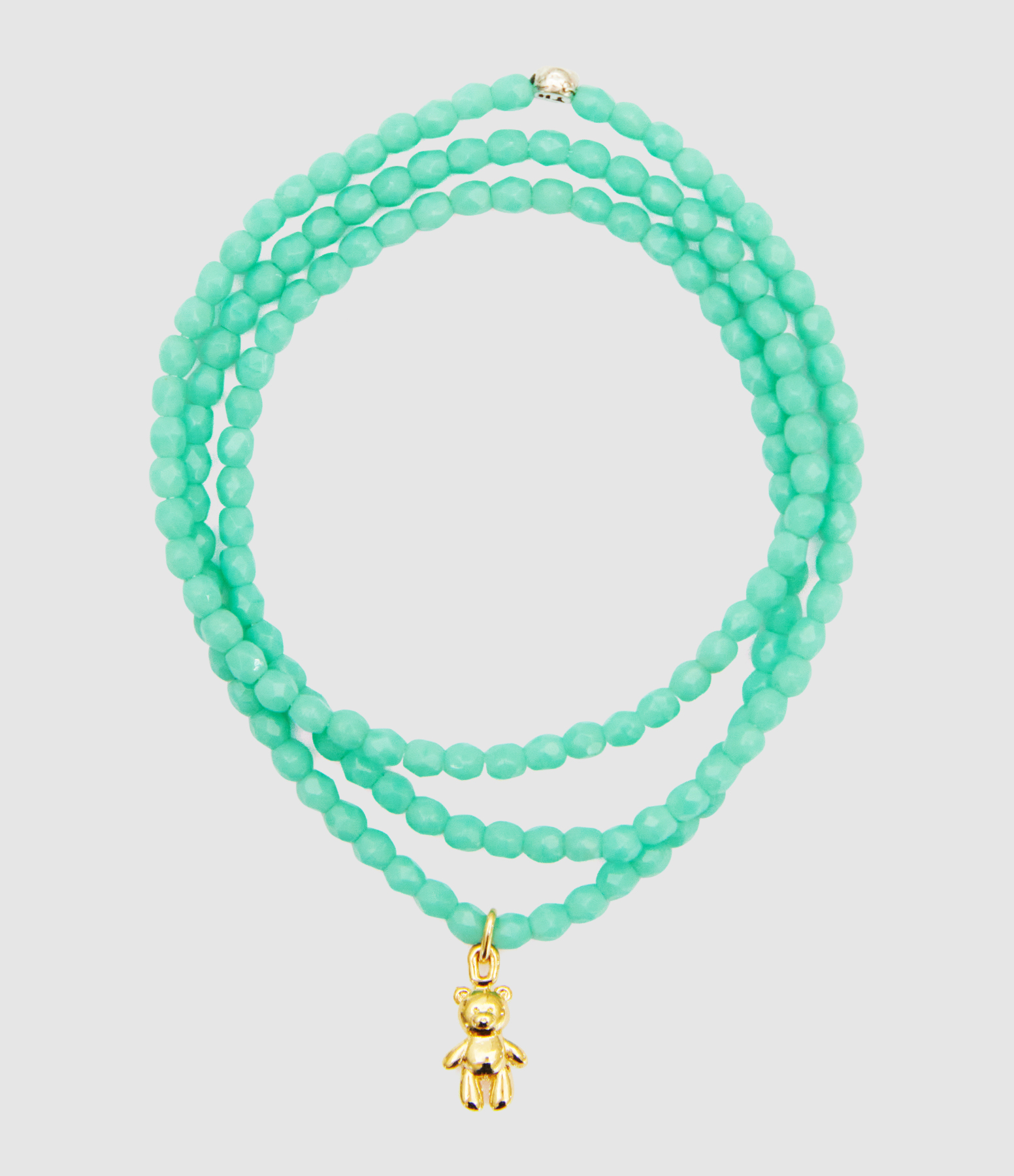 Doudou Dede Necklace and 3-Strand Bracelet, Mint Green, 49 cm