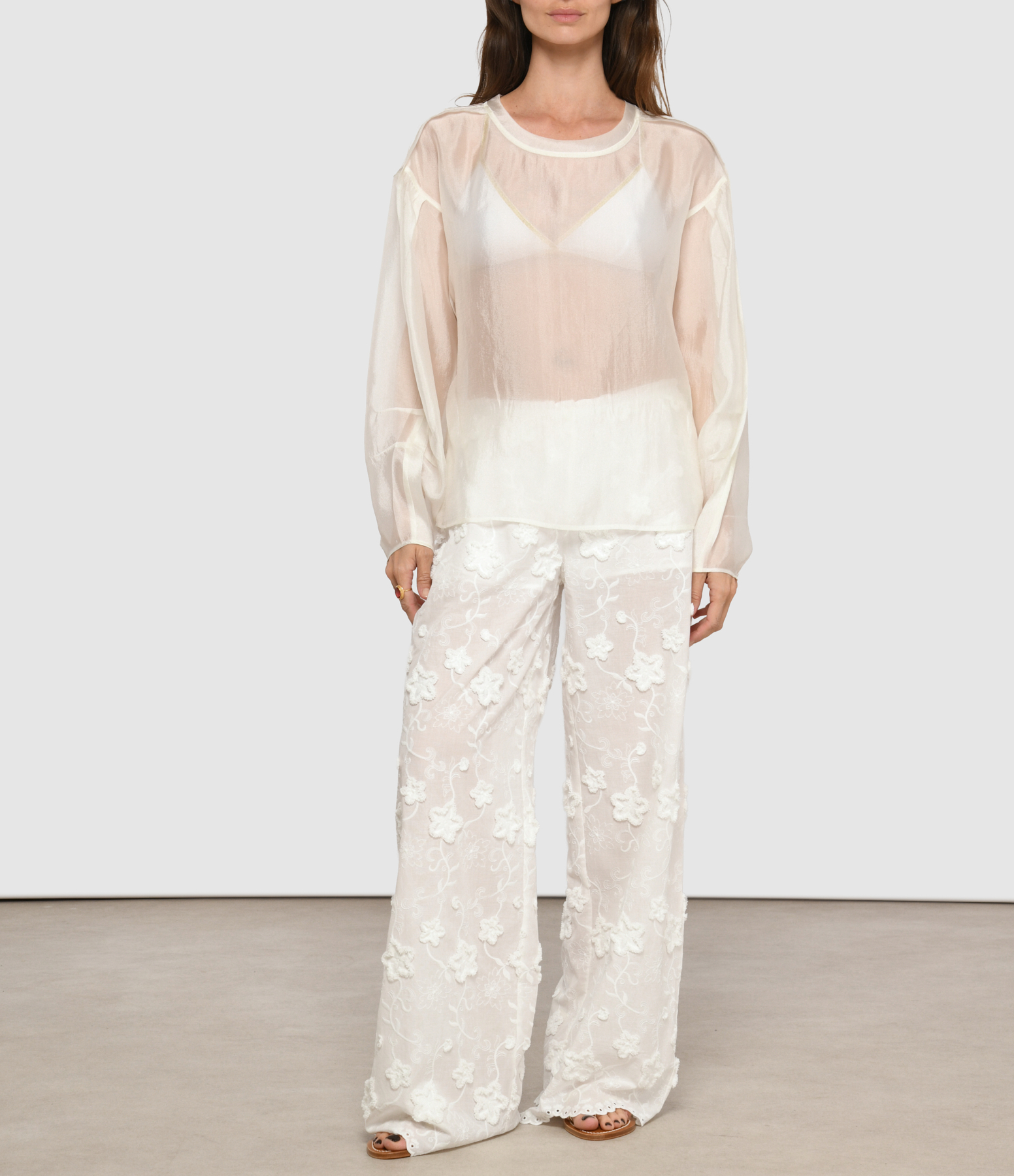 Cream Floral Trousers
