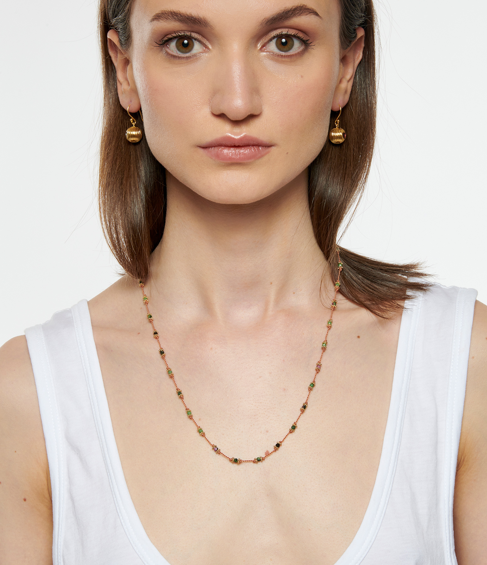 Ruby-Soizite Orange Lotus Necklace in Gold-Plated Silver