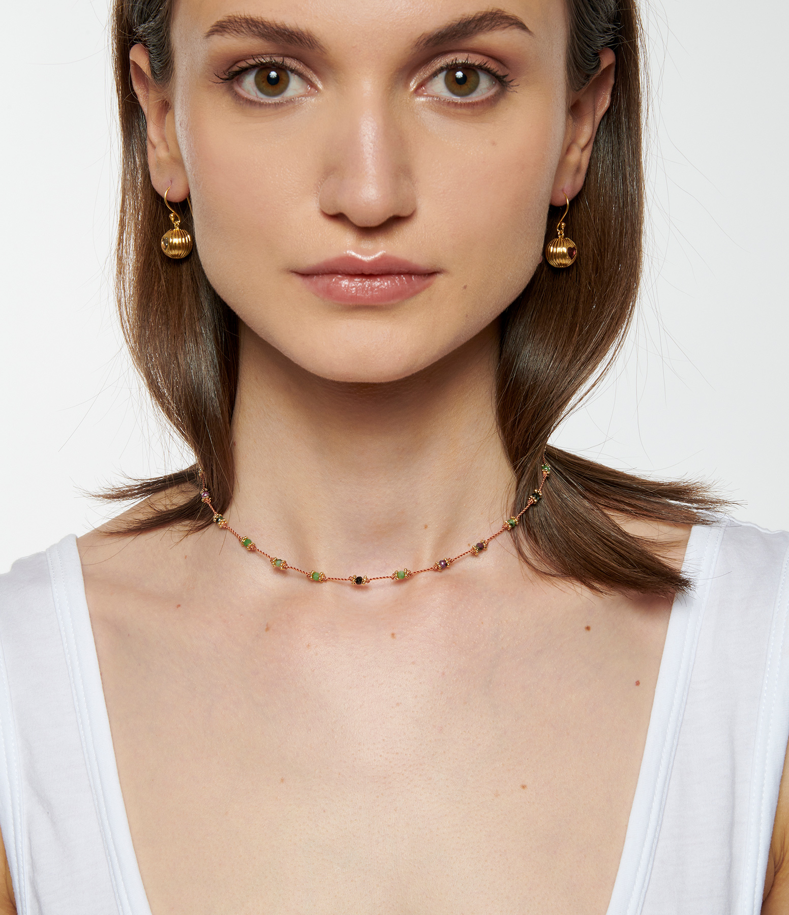 Ruby-Soizite Orange Lotus Necklace in Gold-Plated Silver