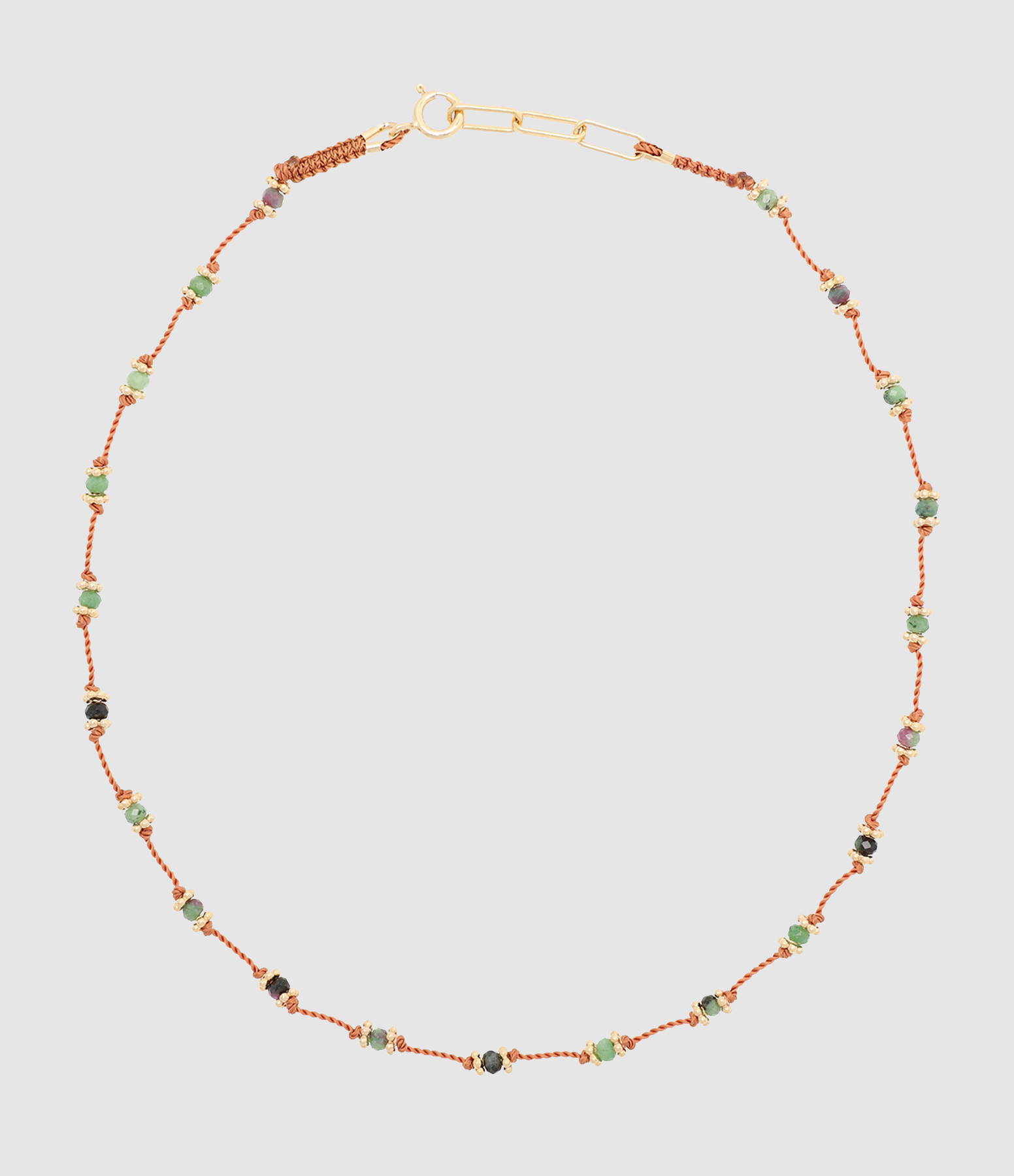 Ruby-Soizite Orange Lotus Necklace in Gold-Plated Silver