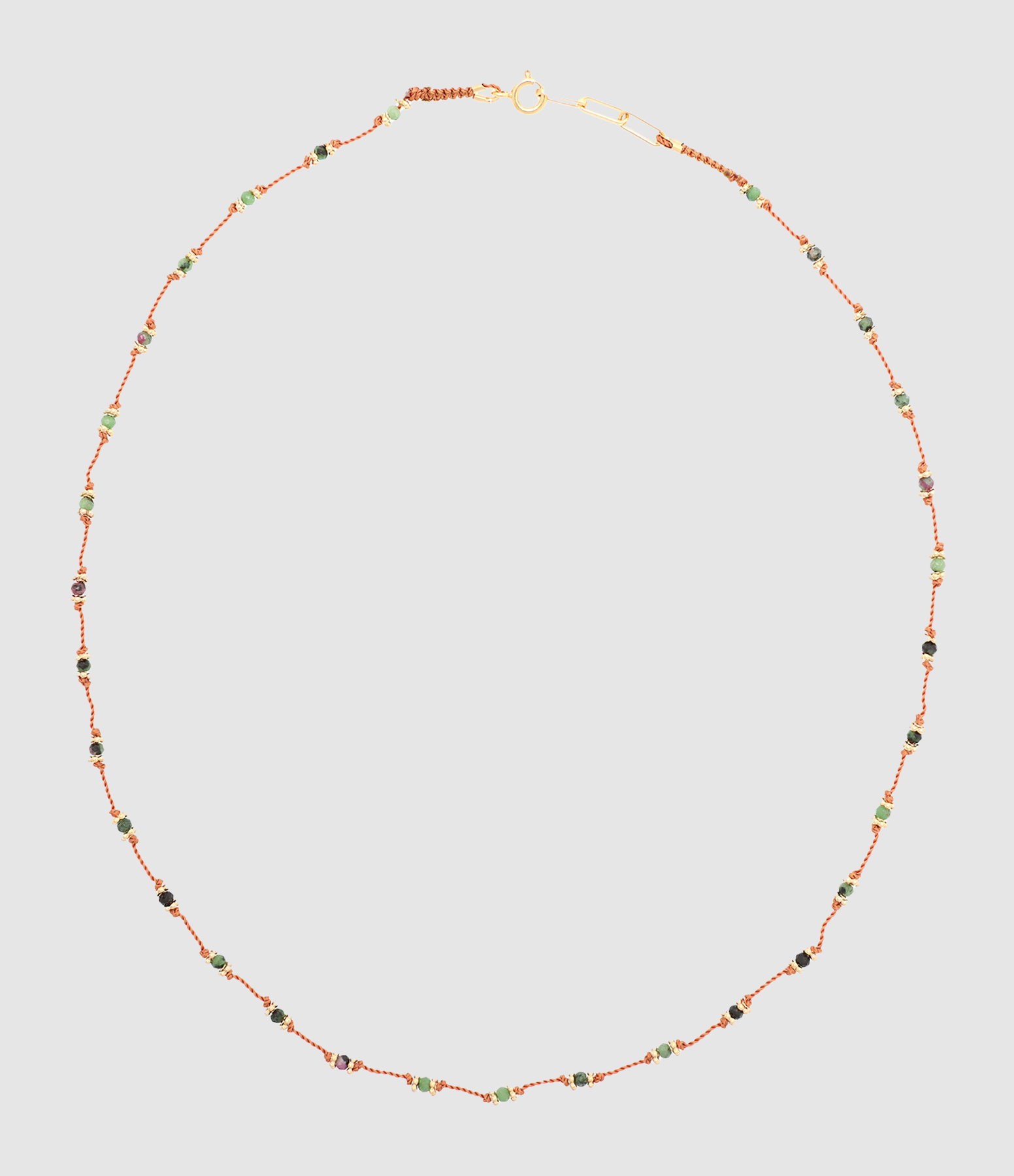 Ruby-Soizite Orange Lotus Necklace in Gold-Plated Silver