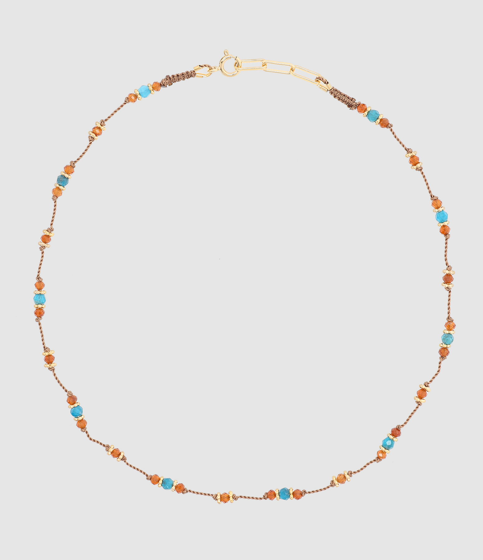 Padma Apatite and Garnet Necklace in Gold-Plated Silver