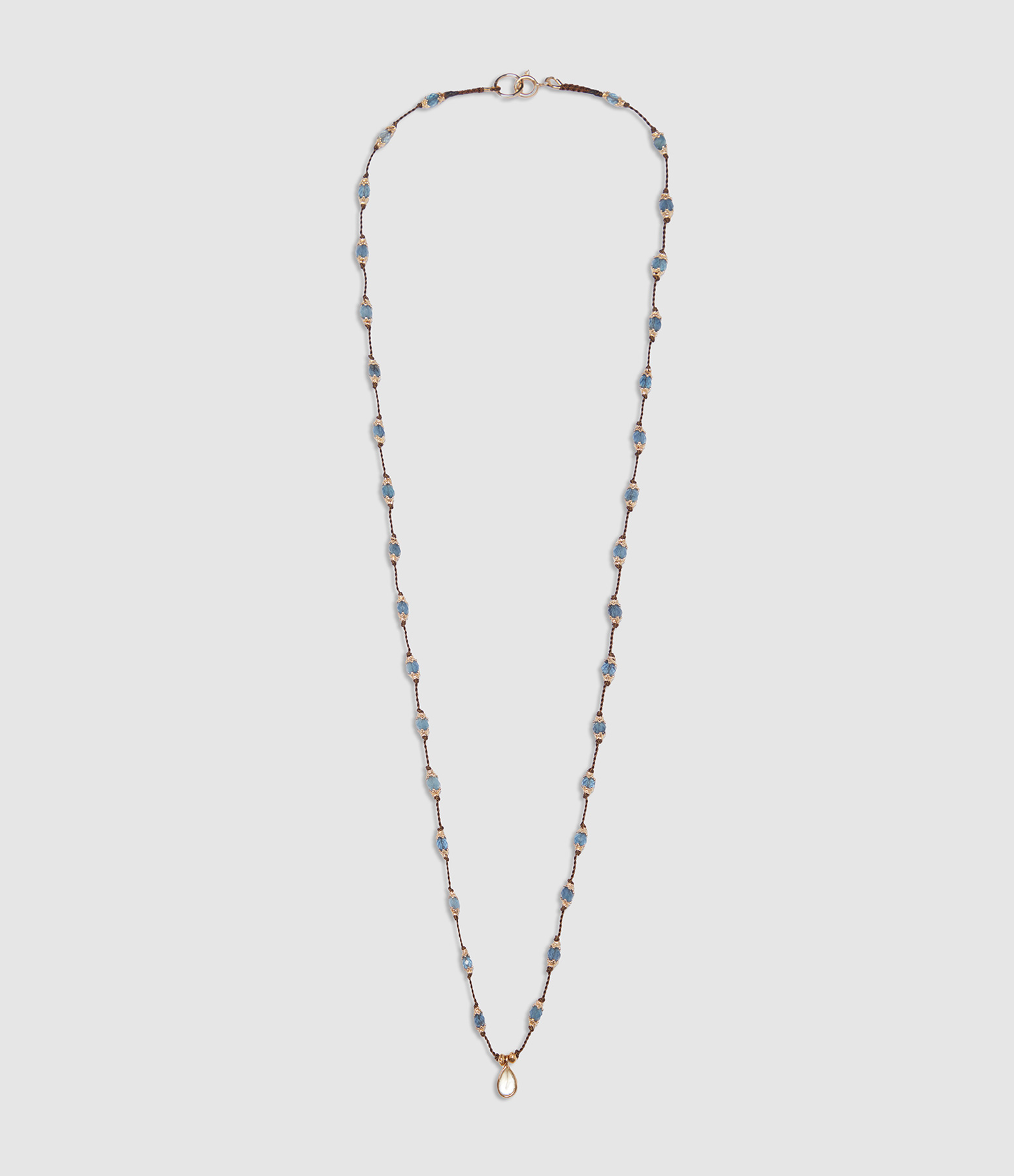 Santa Maria Aquamarine Peony Talisman Long Necklace