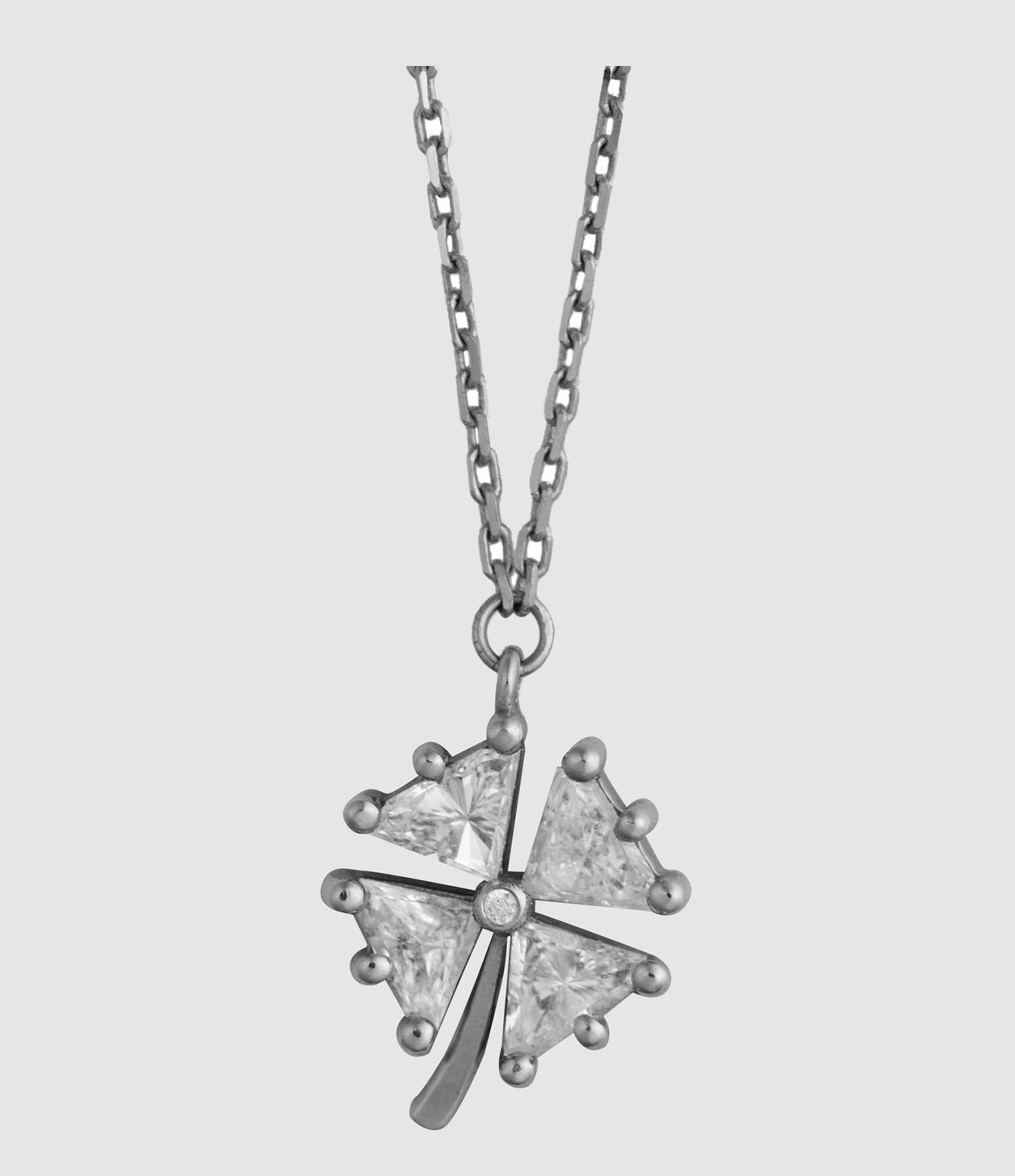 White Gold Diamond Clover Pendant Necklace