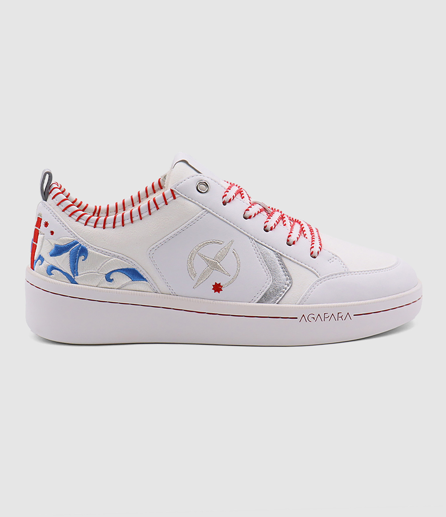 La Tropea T41 Vegan Leather Trainers – Blue and Red