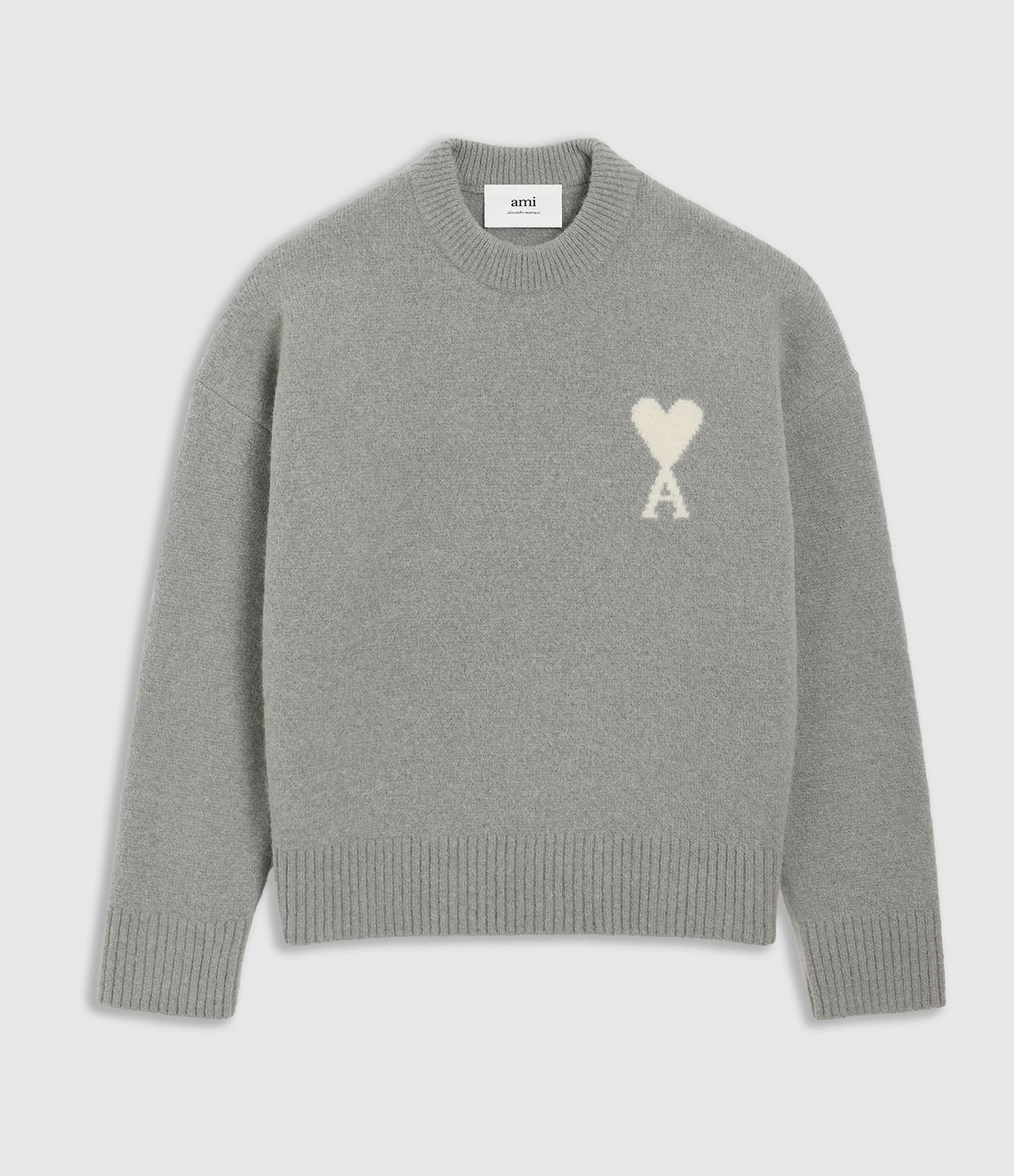 Ami de Cœur Round-Neck Jumper in Ecru Grey
