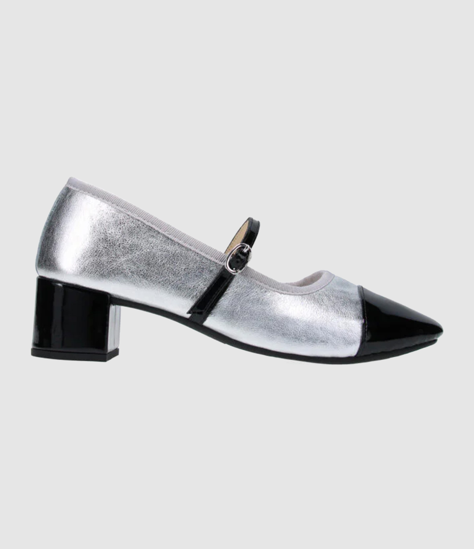 Georgiana Ballerina Flats in Black and Silver