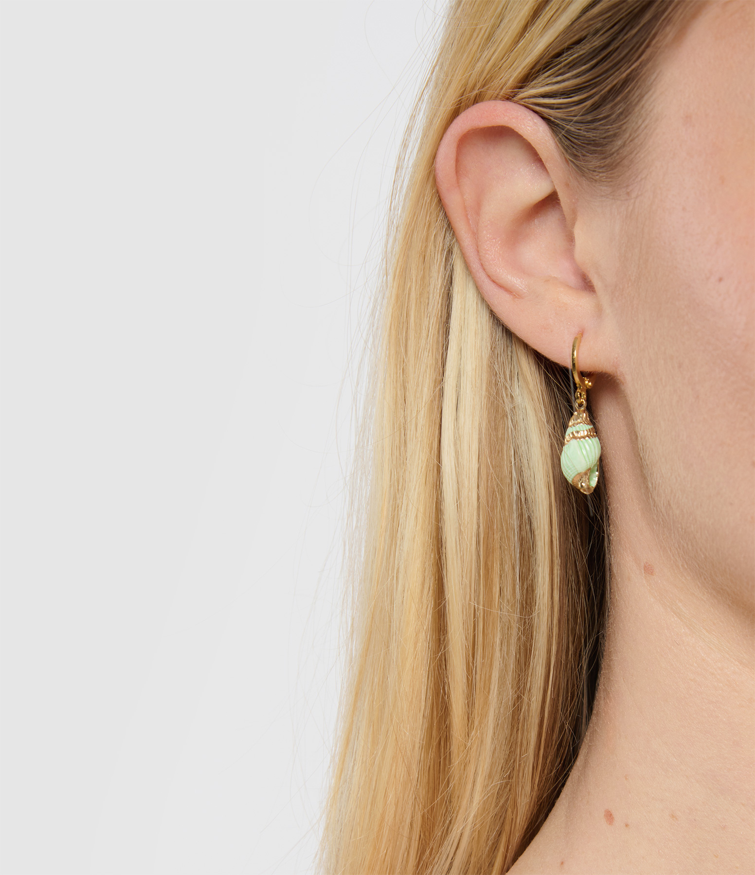 Playa Sea Shell Earring in Aquamarine Green (sold individually)