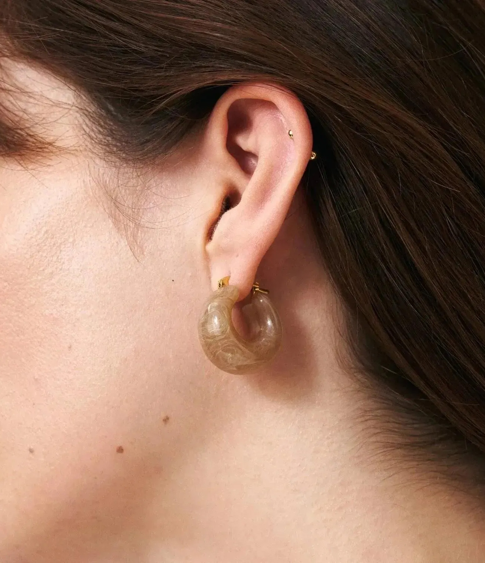 Circlet Biancone Marble Earrings