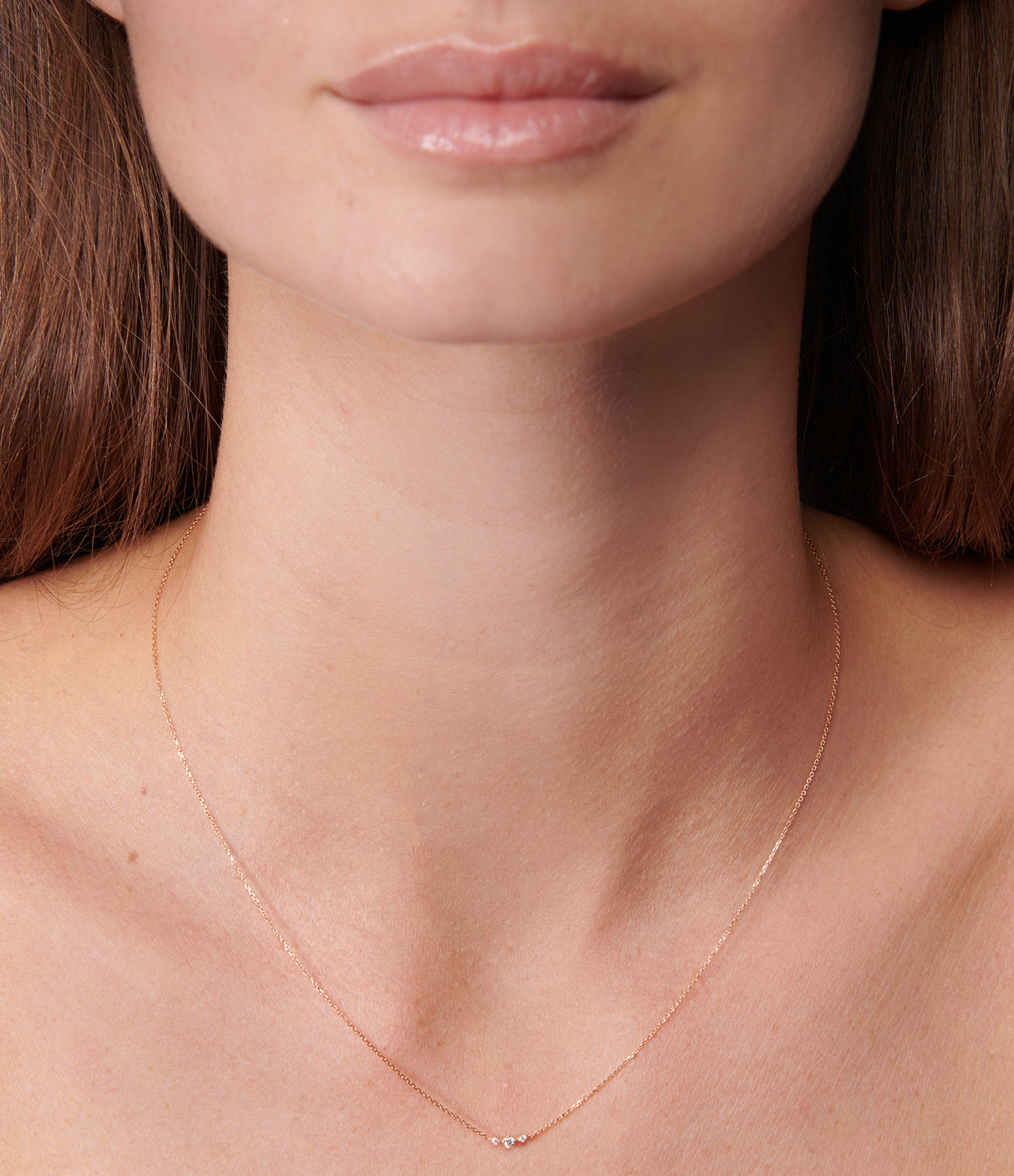 Stardust Rose Gold Necklace with 3 Diamonds