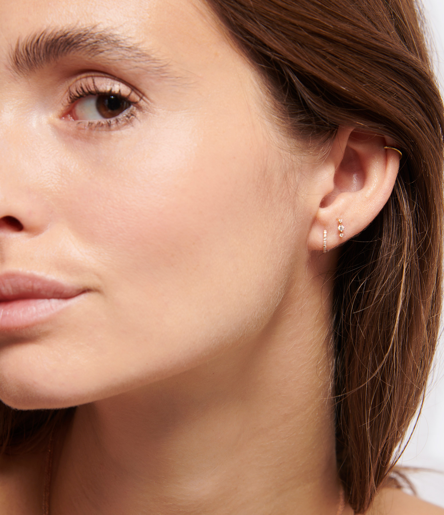 Stardust Rose Gold Earring with Three Diamonds (sold individually)