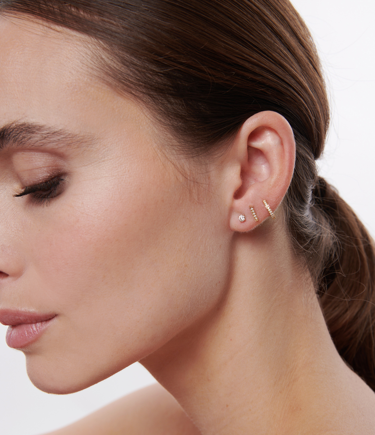 Valentine Stud Earring with Diamond, Rose Gold (sold individually)