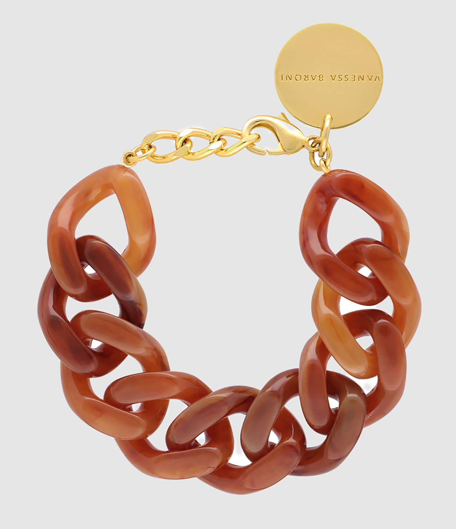 Cognac Marble Flat Chain Bracelet