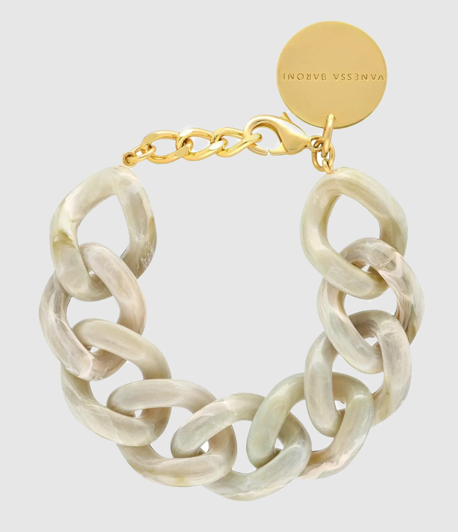 Flat Chain Bracelet in Snow Green Marble