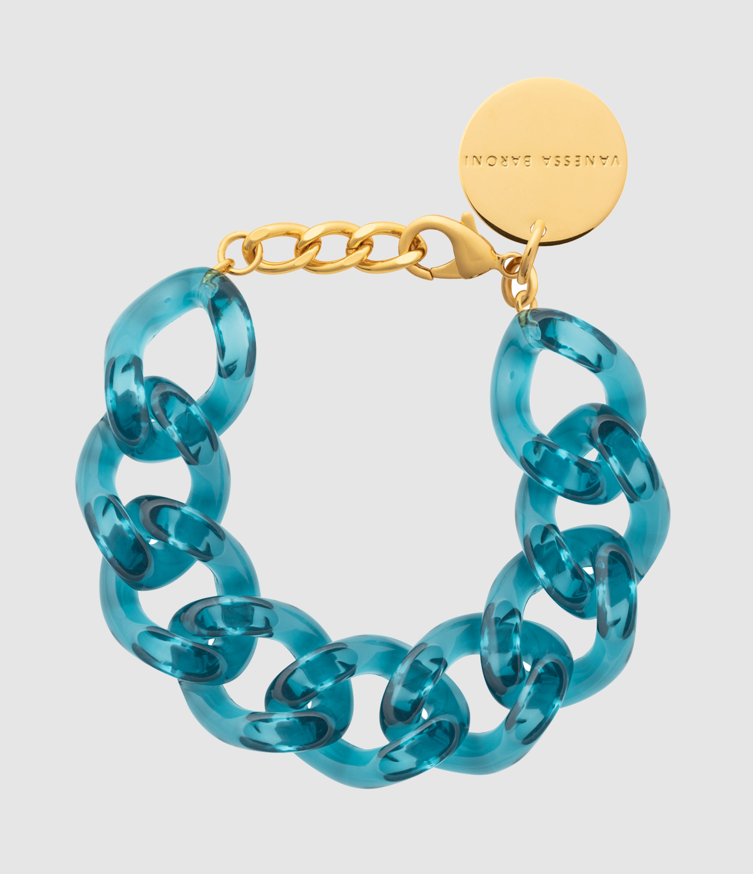 Flat Chain Bracelet in Clear Teal