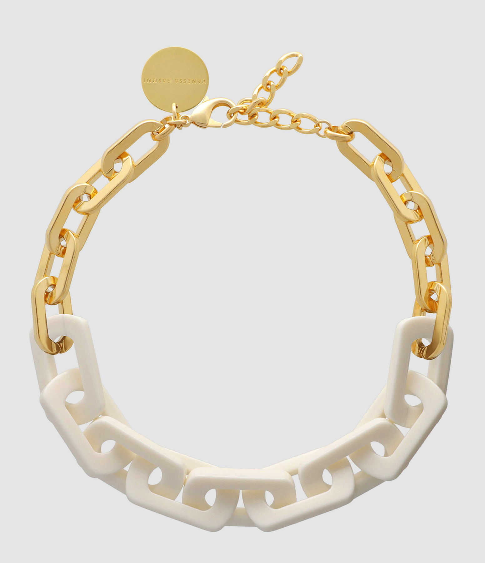 Edge Necklace in White and Gold