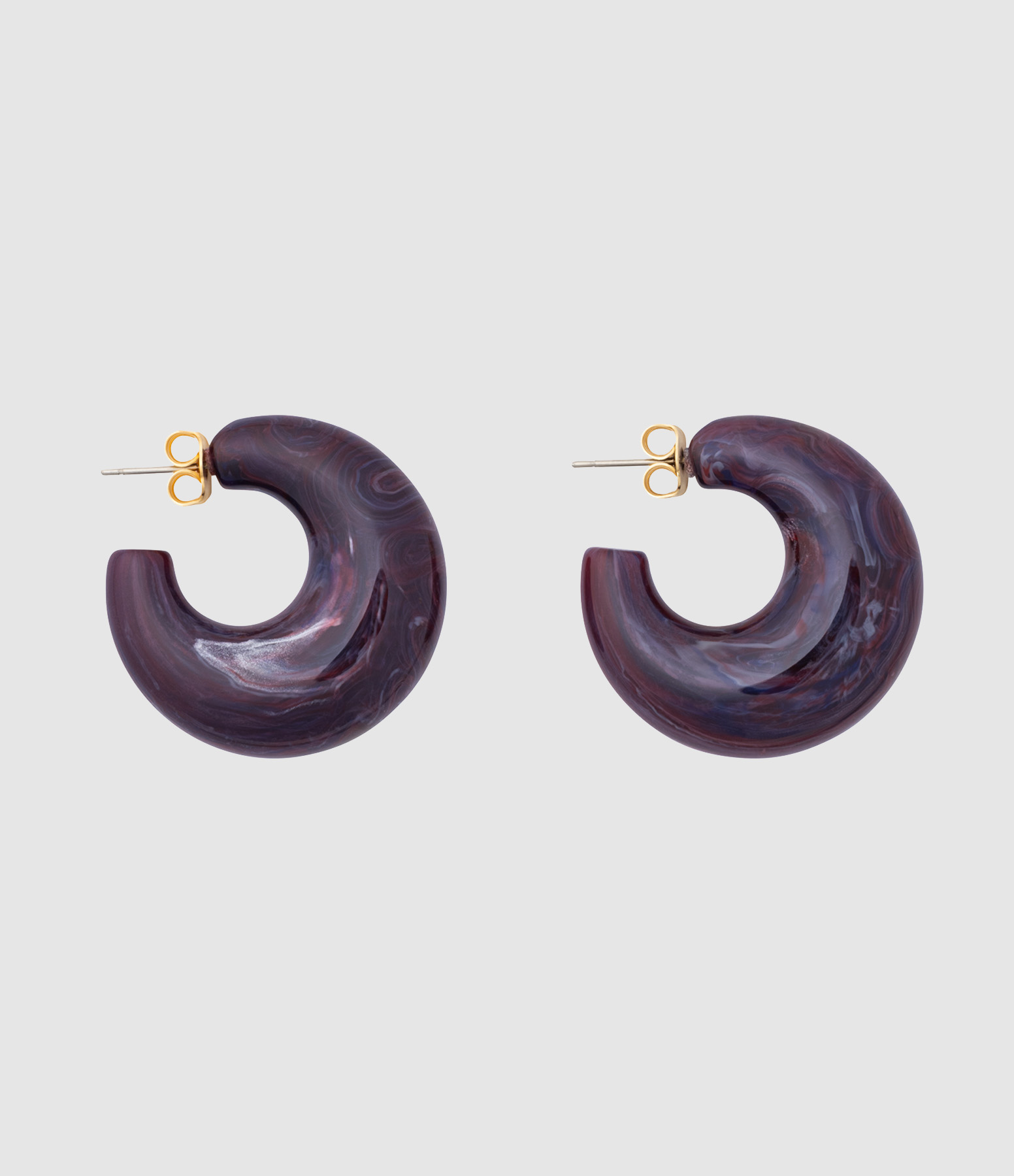 Moon Aubergine Marble Earrings