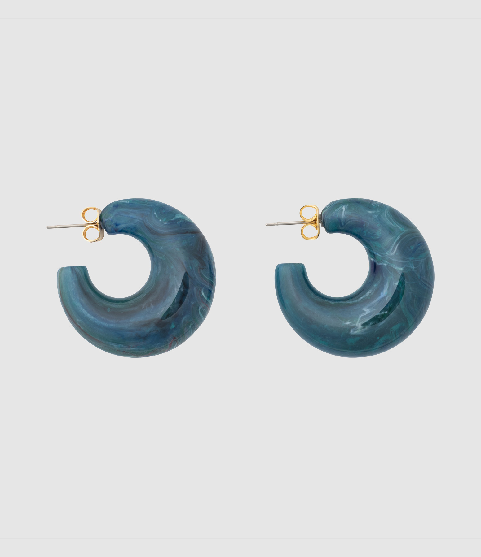 Moon Teal Marble Earrings