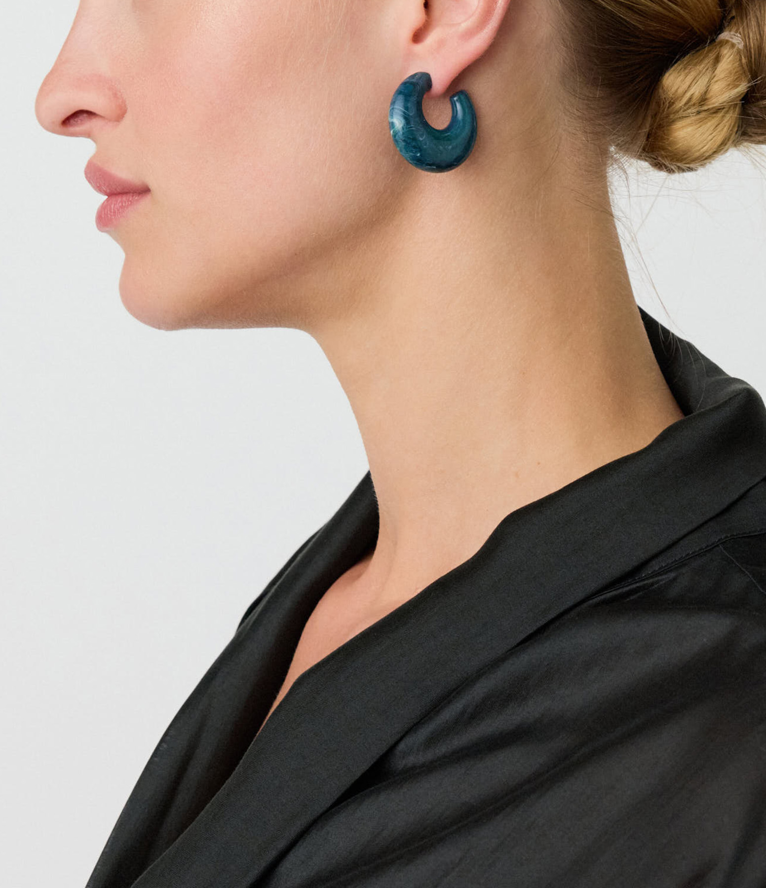Moon Teal Marble Earrings