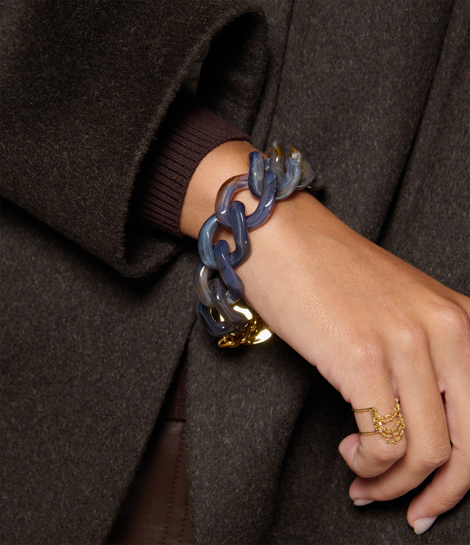Blue Jeans Marble Flat Chain Bracelet