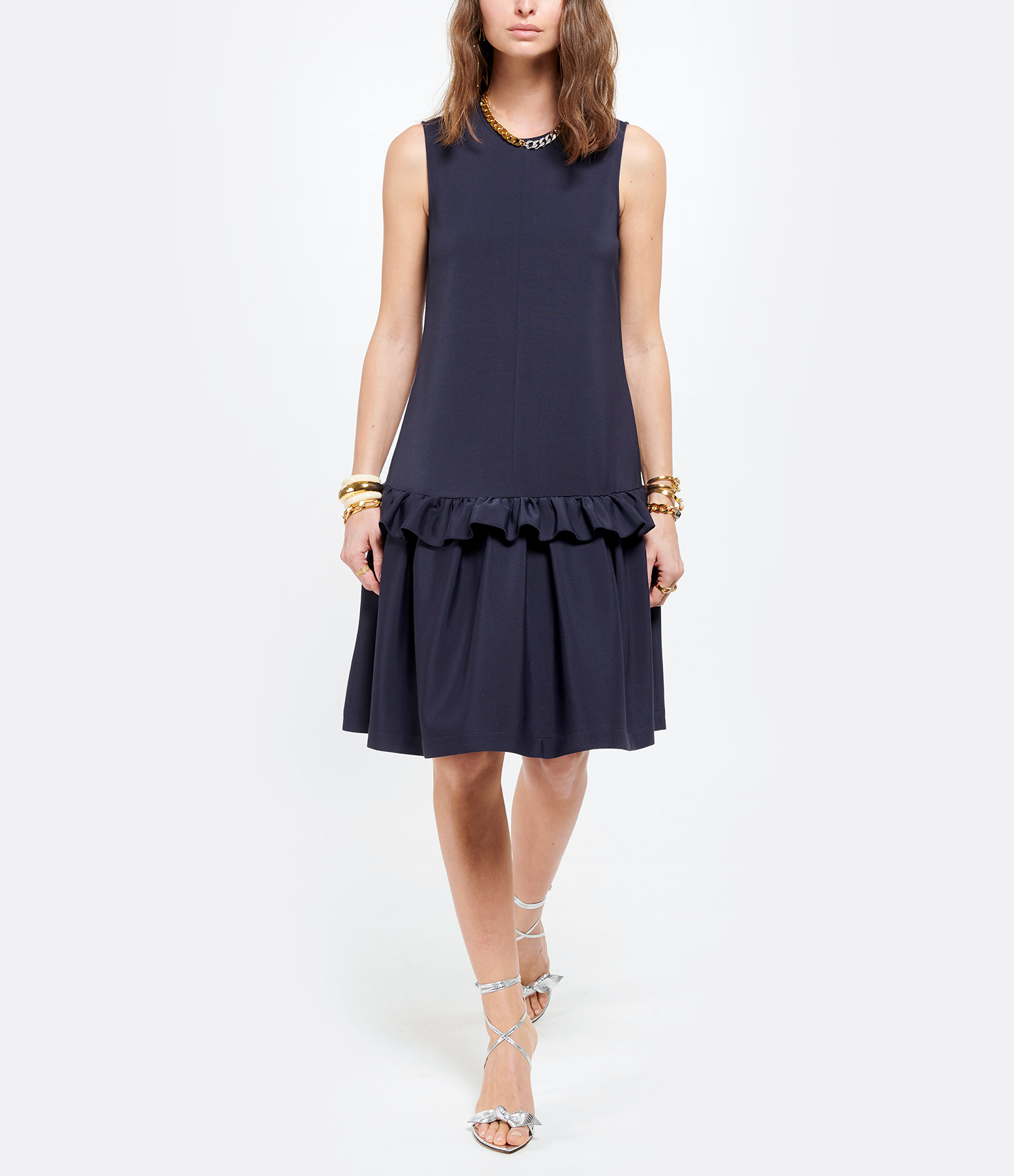 Midnight Blue Ruffled Dress