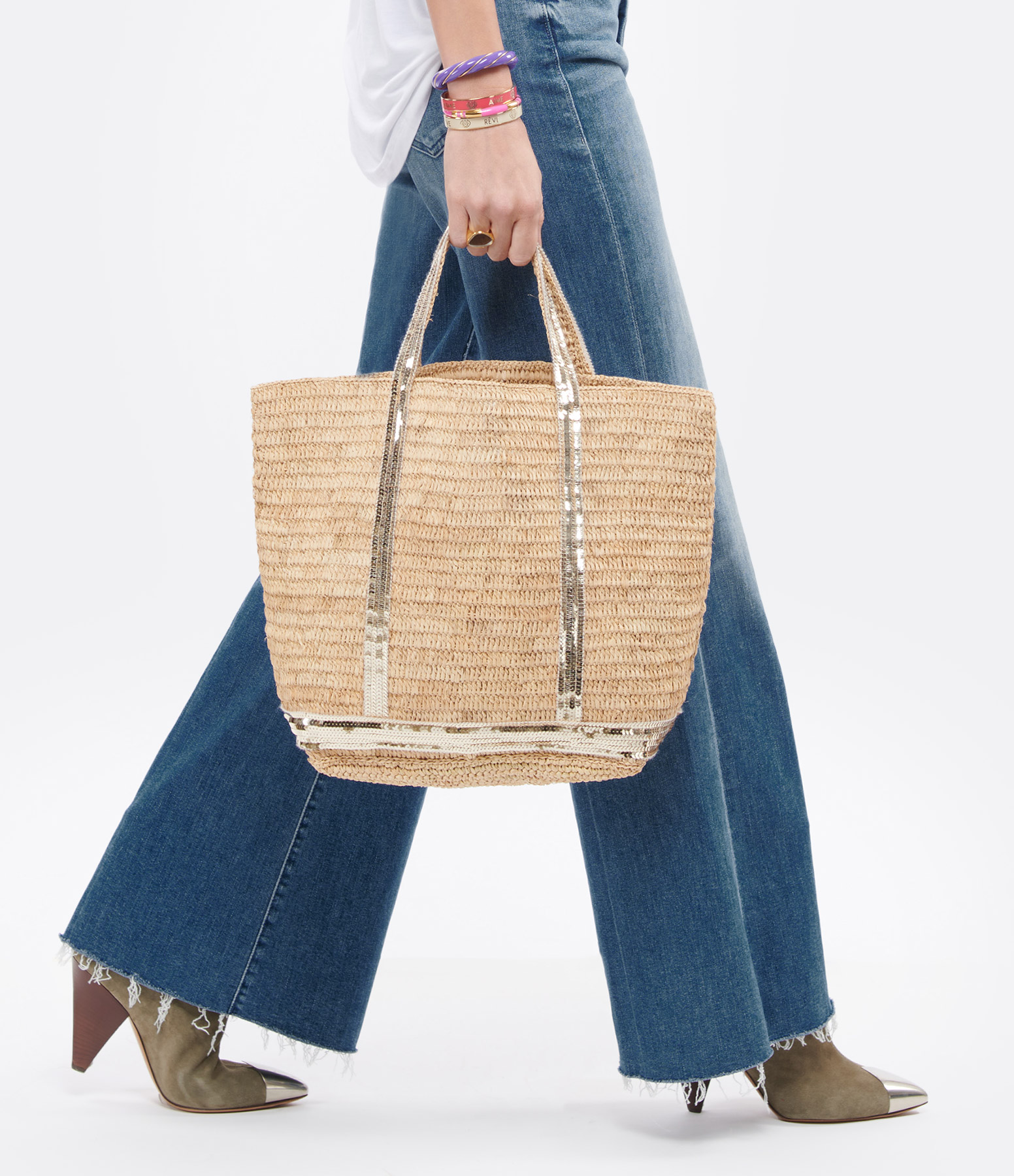 Raphia M Gold Tote Bag