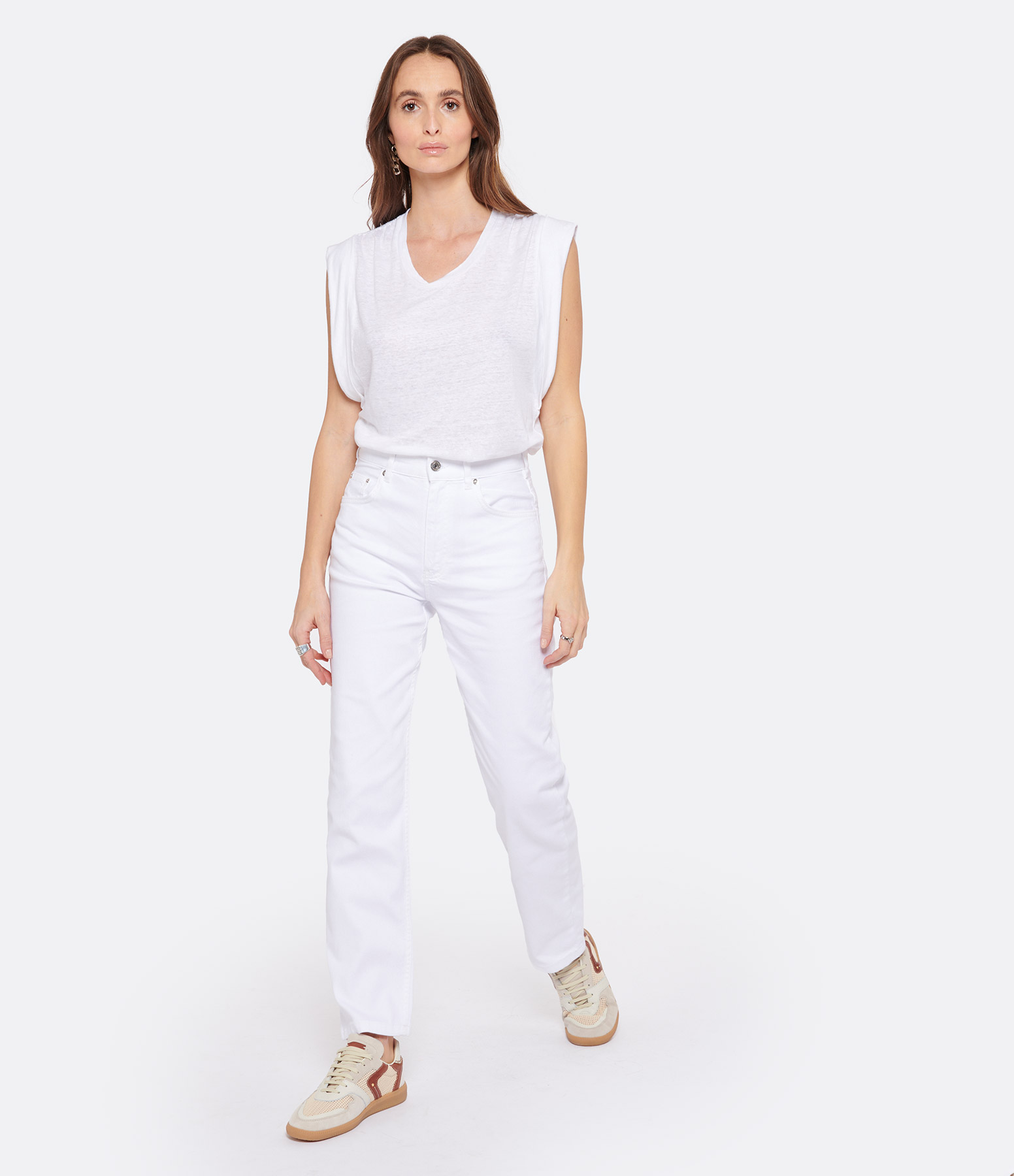 Jean Timael White Denim Cotton