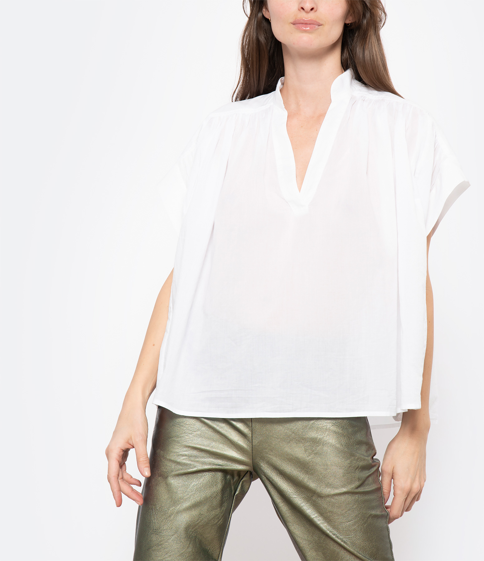 Cory White Short-Sleeved Blouse