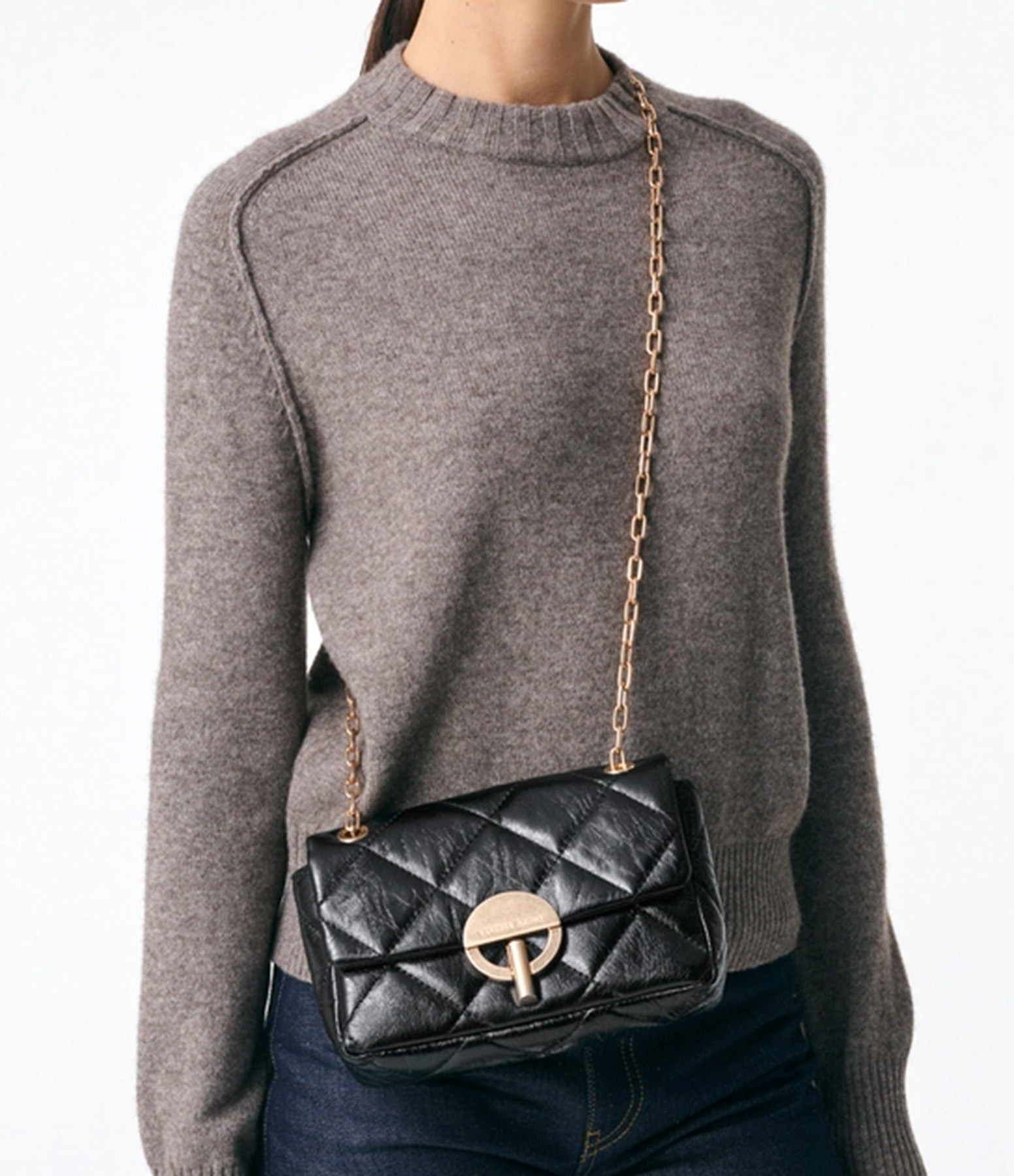 Medium Moon Bag in Black Patent Leather