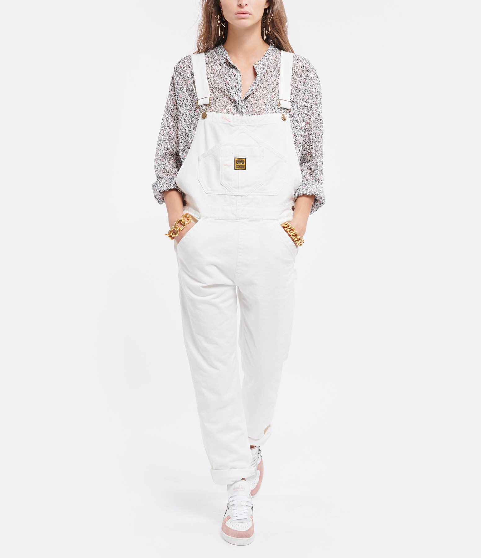 White Washington Denim Dungarees