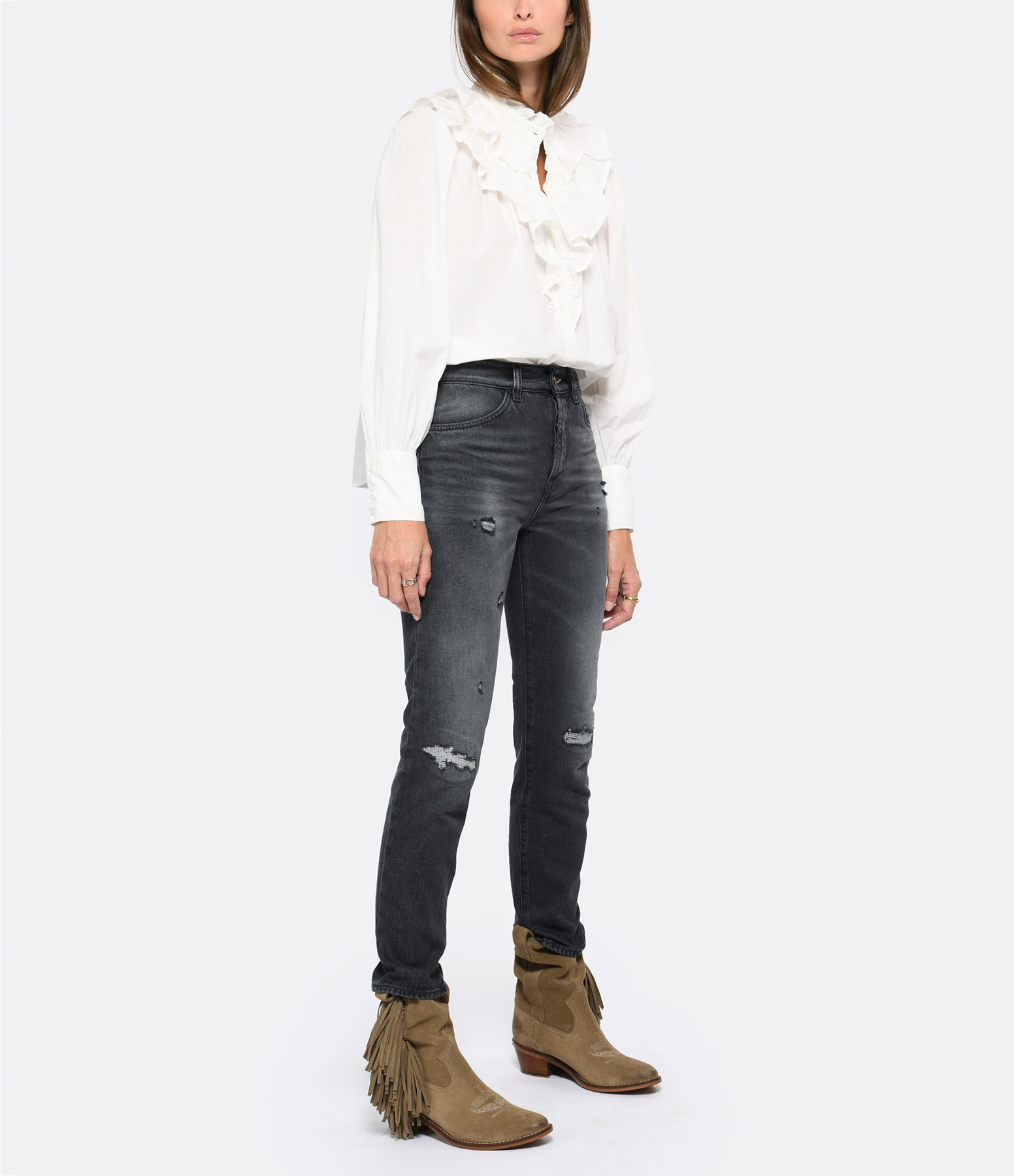 Black Loose-Fit, Regular-Waist Denim Jeans