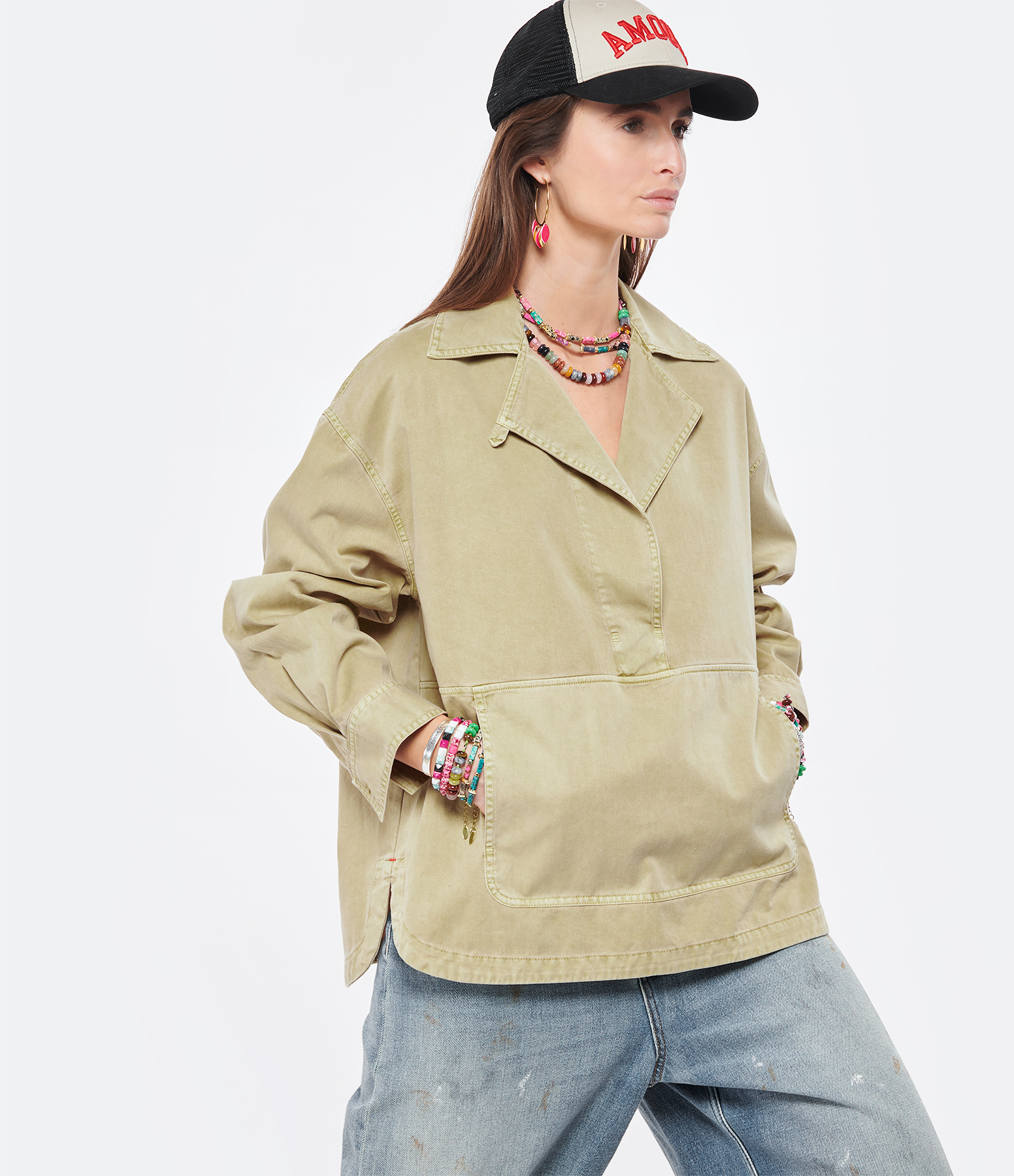 Grayson Light Khaki Cotton Blouse