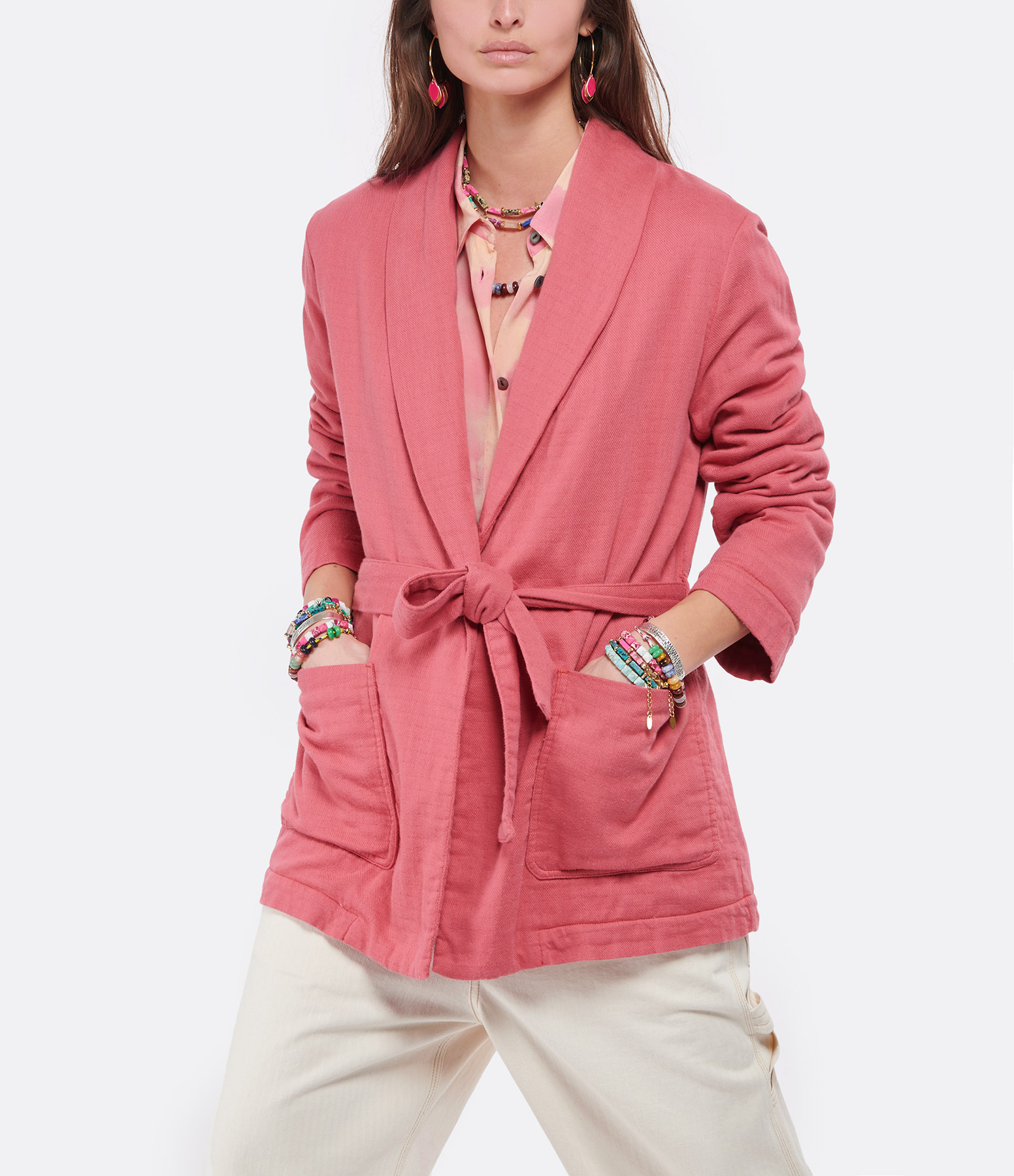 Marlen Pink Cotton Blazer Jacket