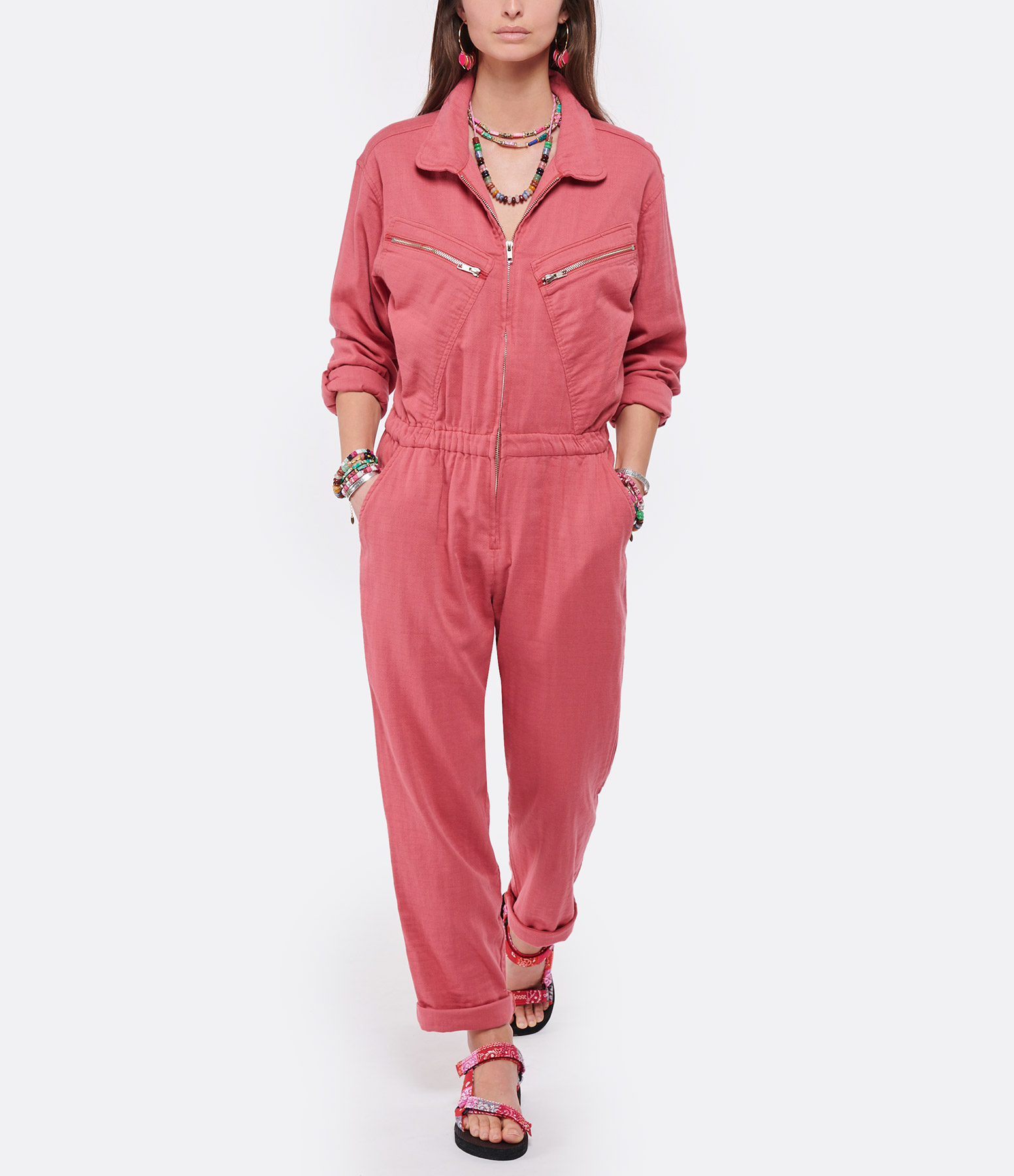 Jaymes Pink Cotton Jumpsuit