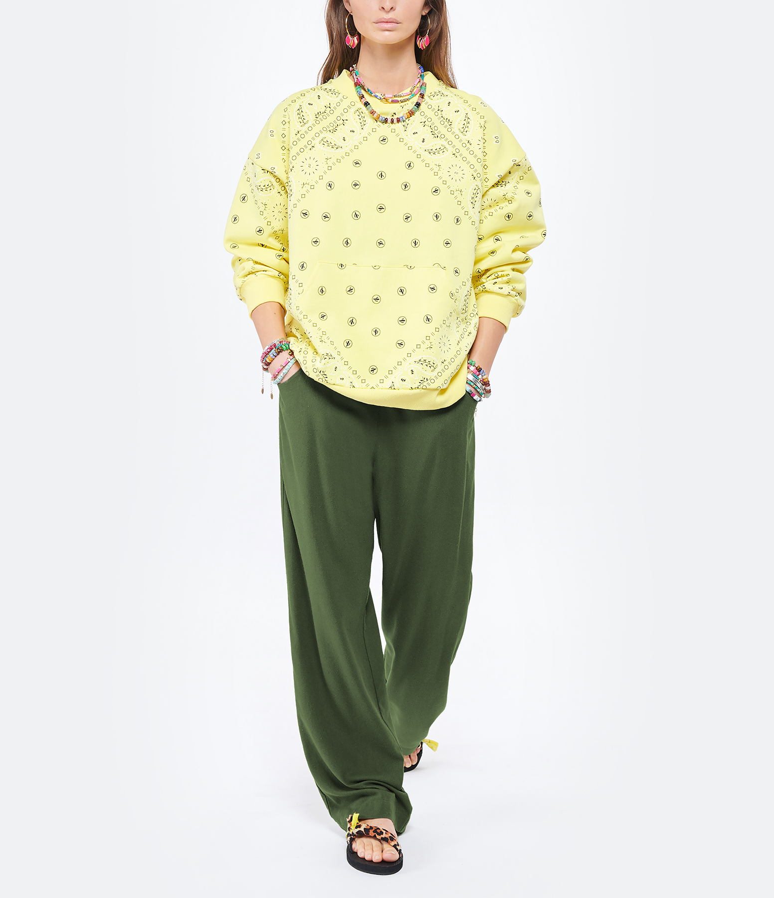 Talin Olive Green Silk Trousers