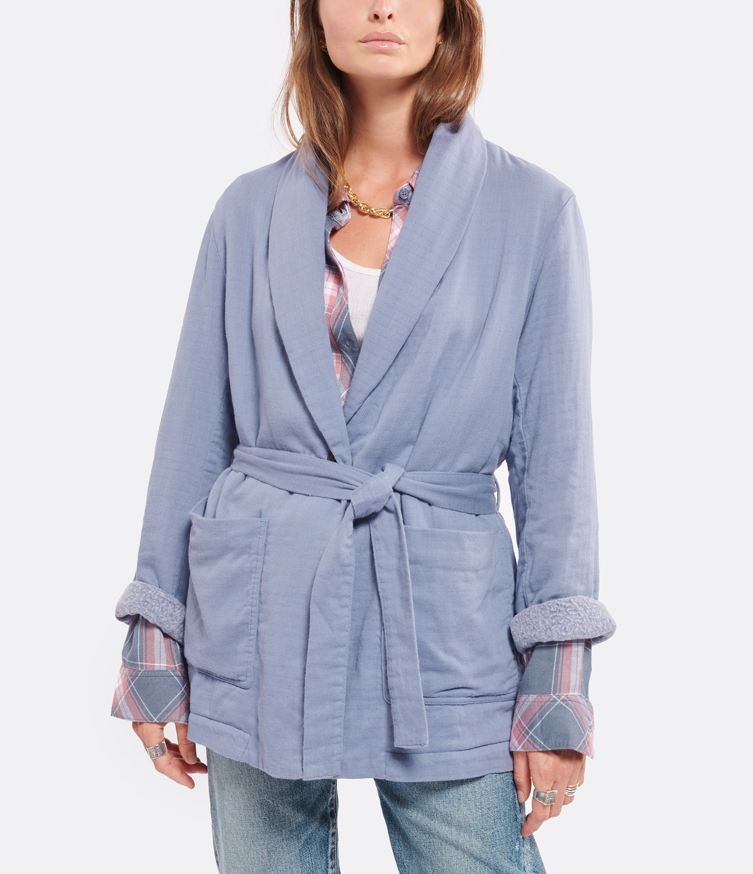 Marlen Vintage Blue Cotton Blazer