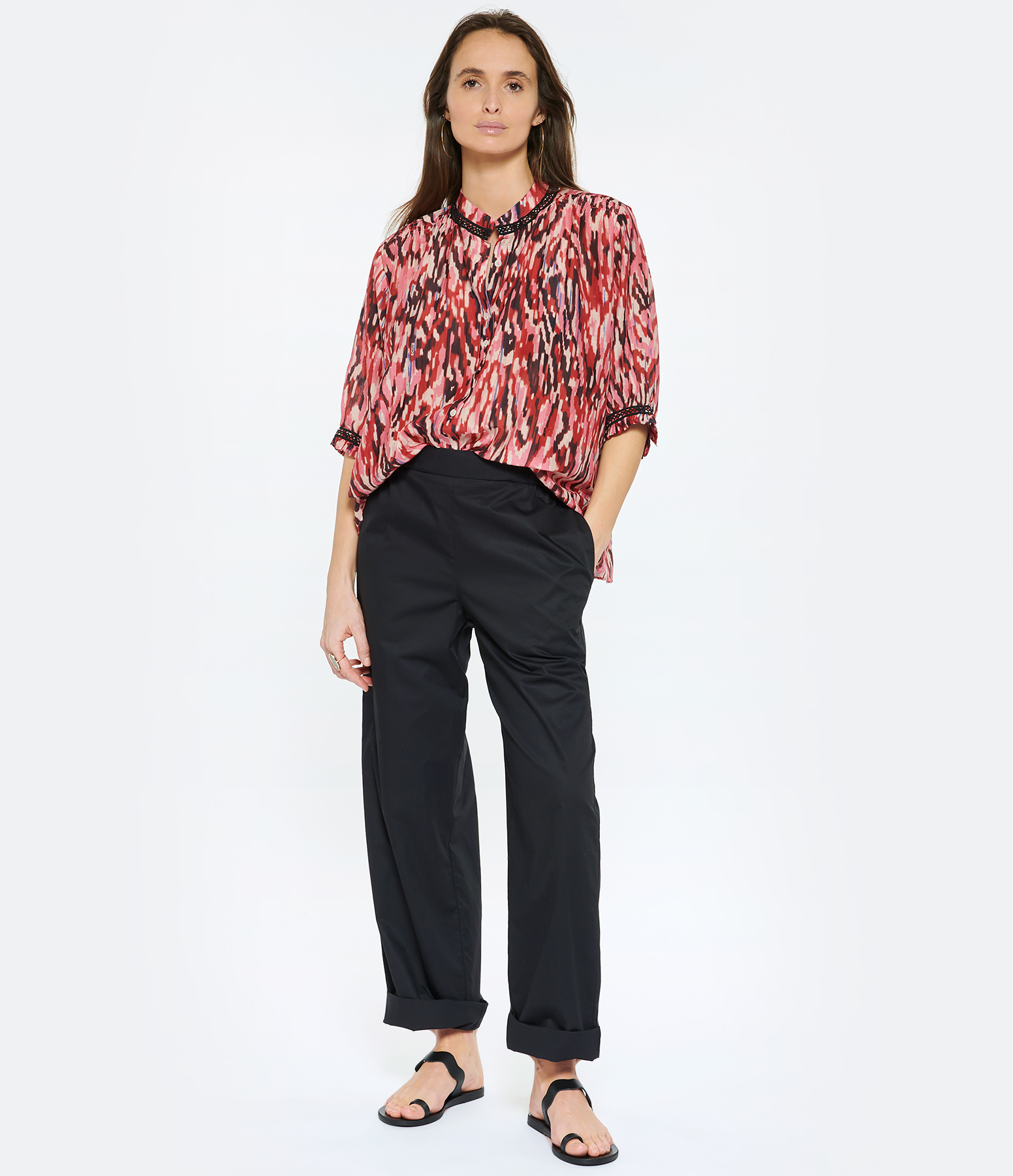 Demsey Black Cotton Trousers