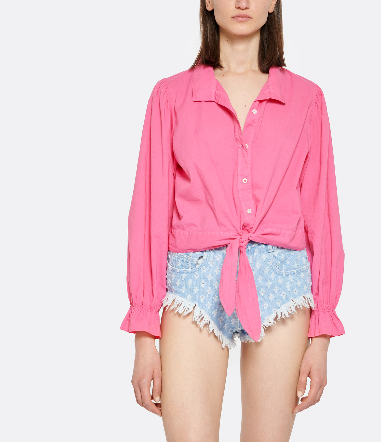 Elsie Cotton Shirt in Pink Glow