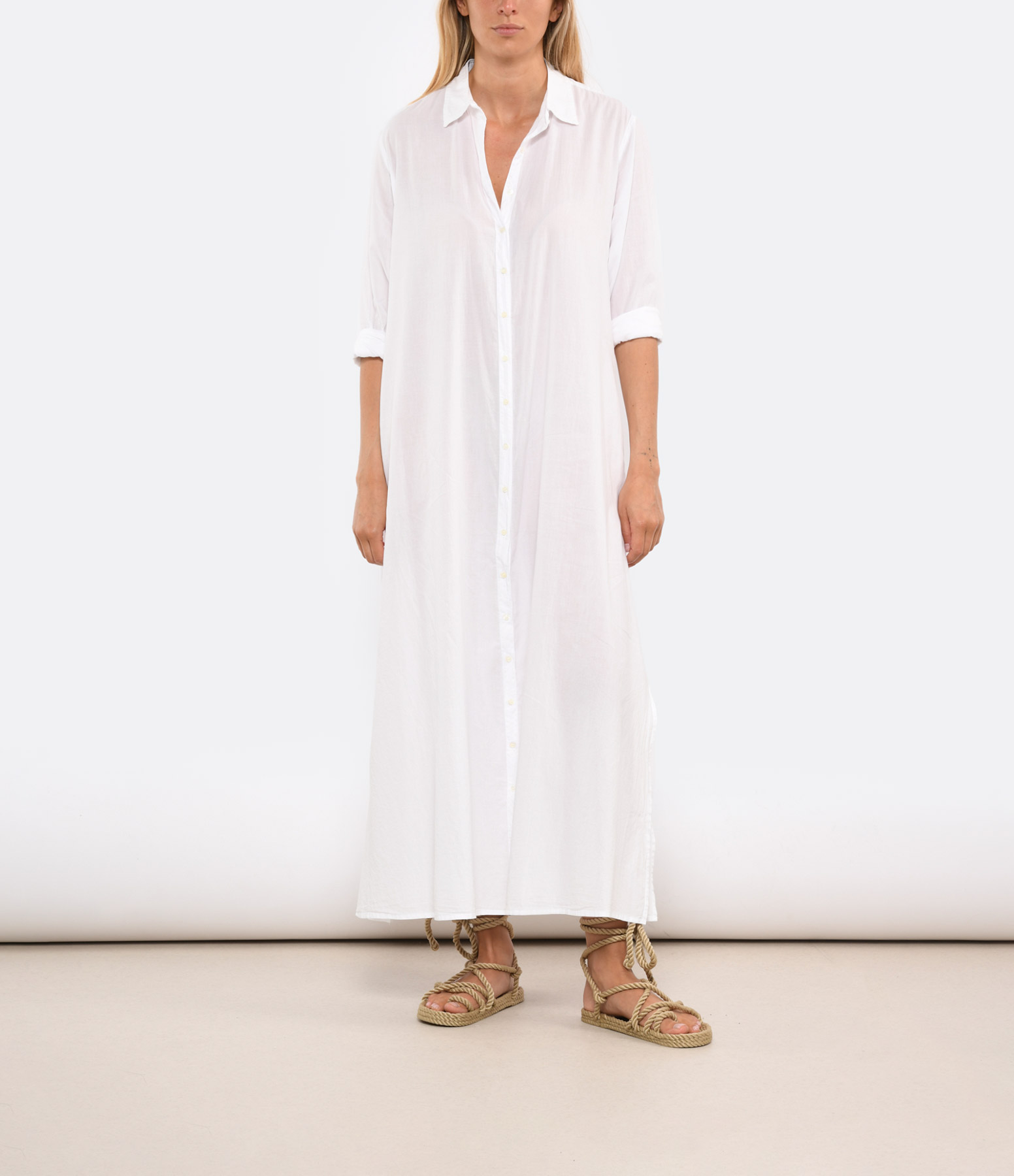 Boden Long White Cotton Dress
