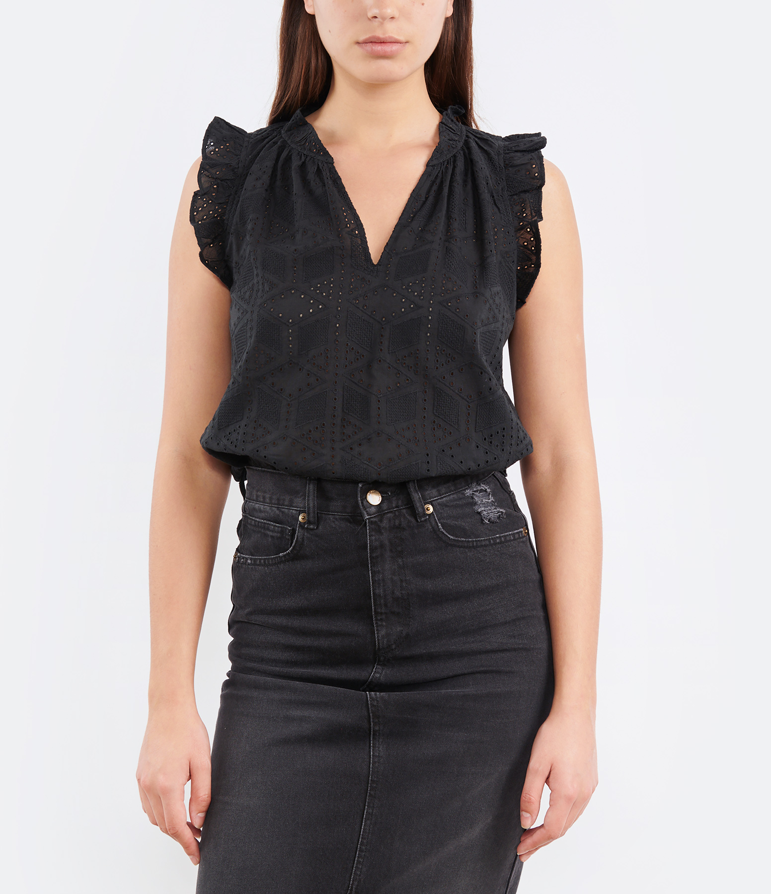 Black Bex Embroidered Top
