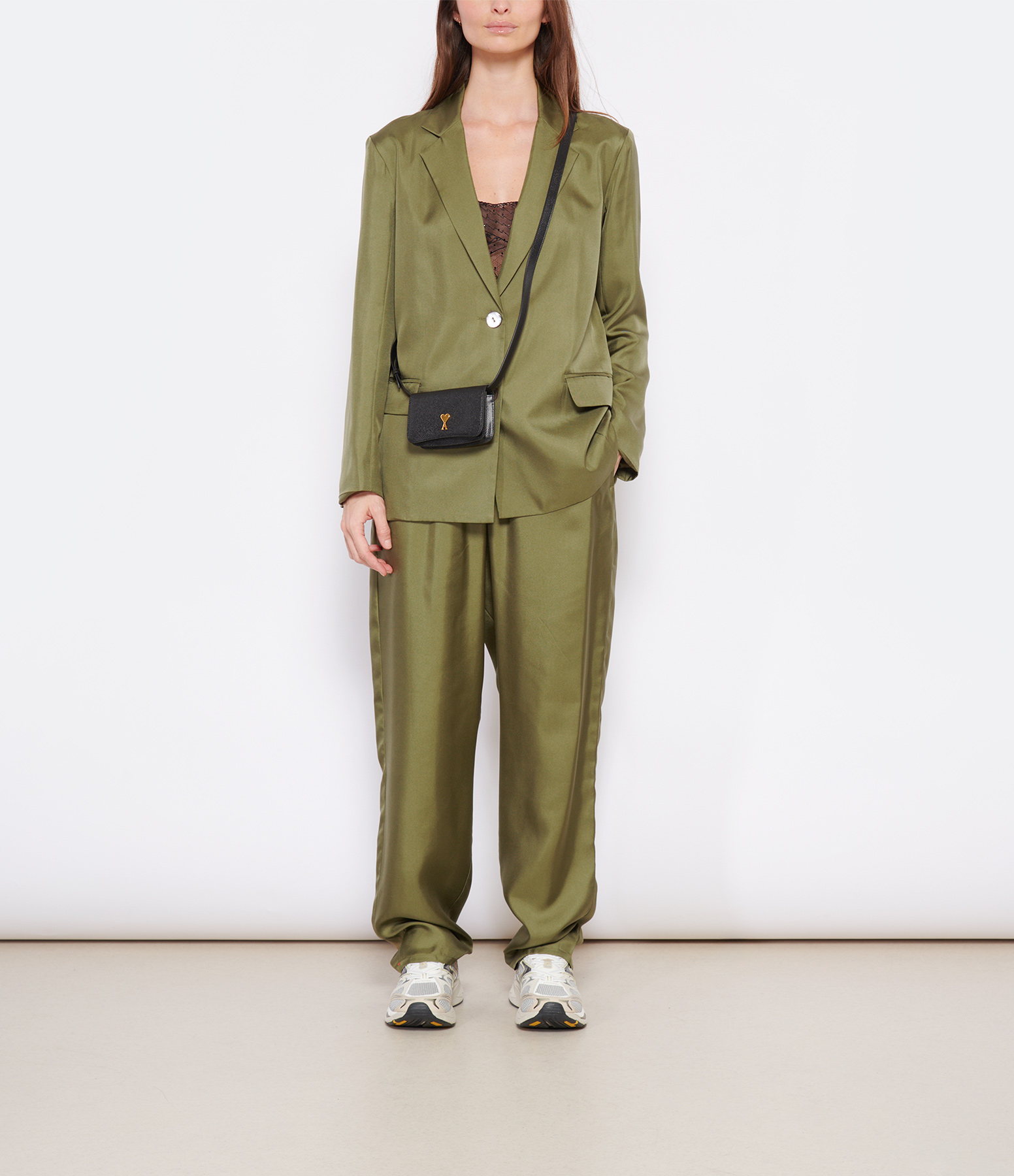 Wells Silk Trousers in Sage Grey
