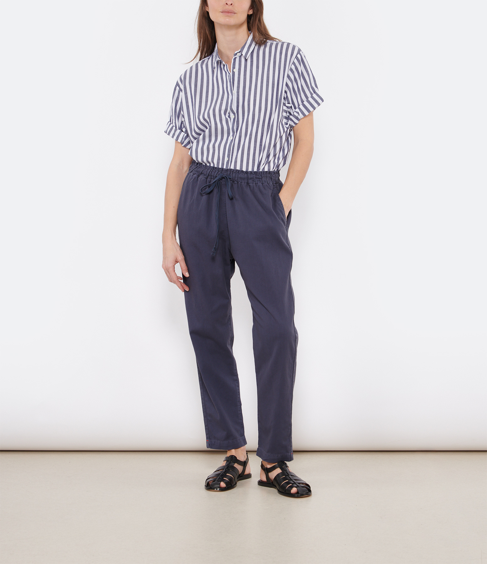 Rex Washed Blue Cotton Trousers