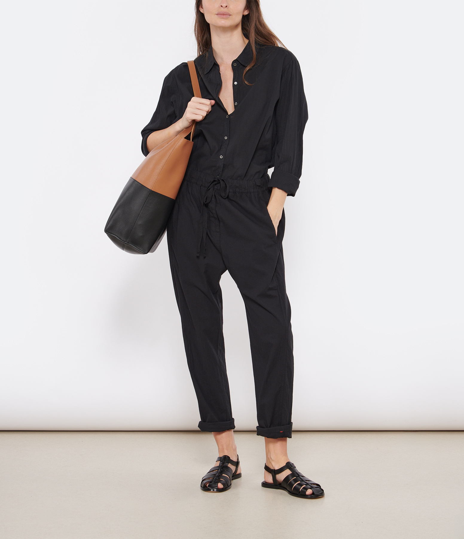 Black Cotton Draper Trousers