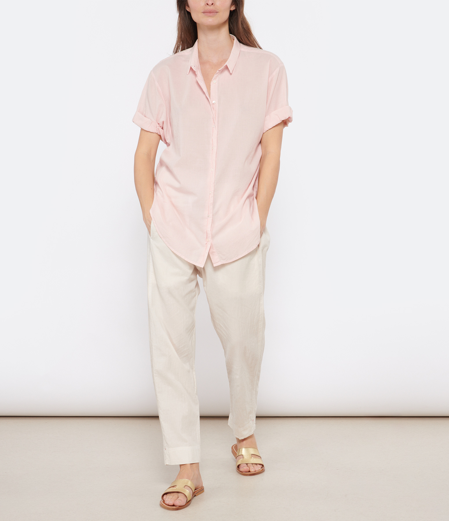 Draper Cotton Trousers in Sand