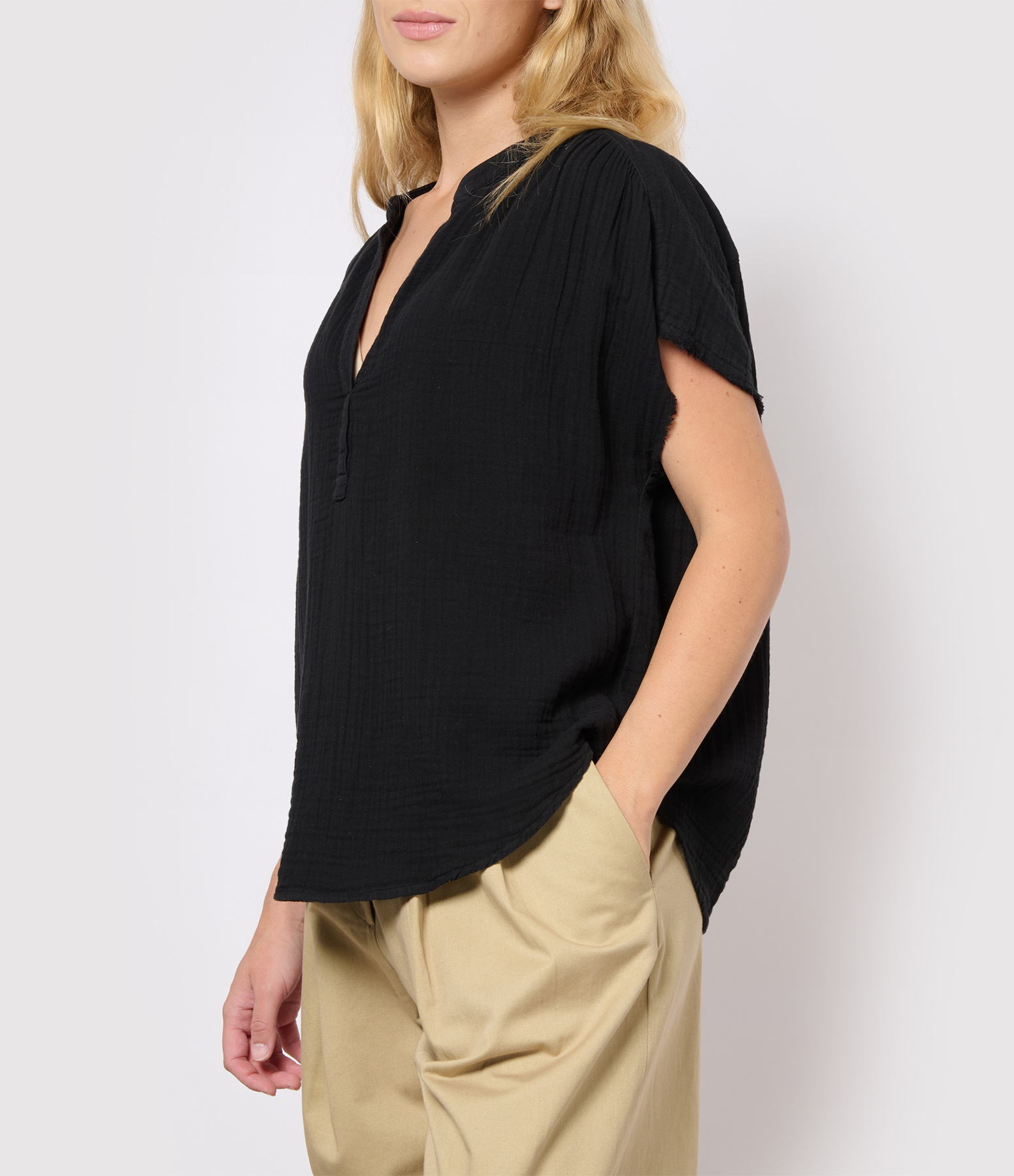 Black Cotton Kane Top