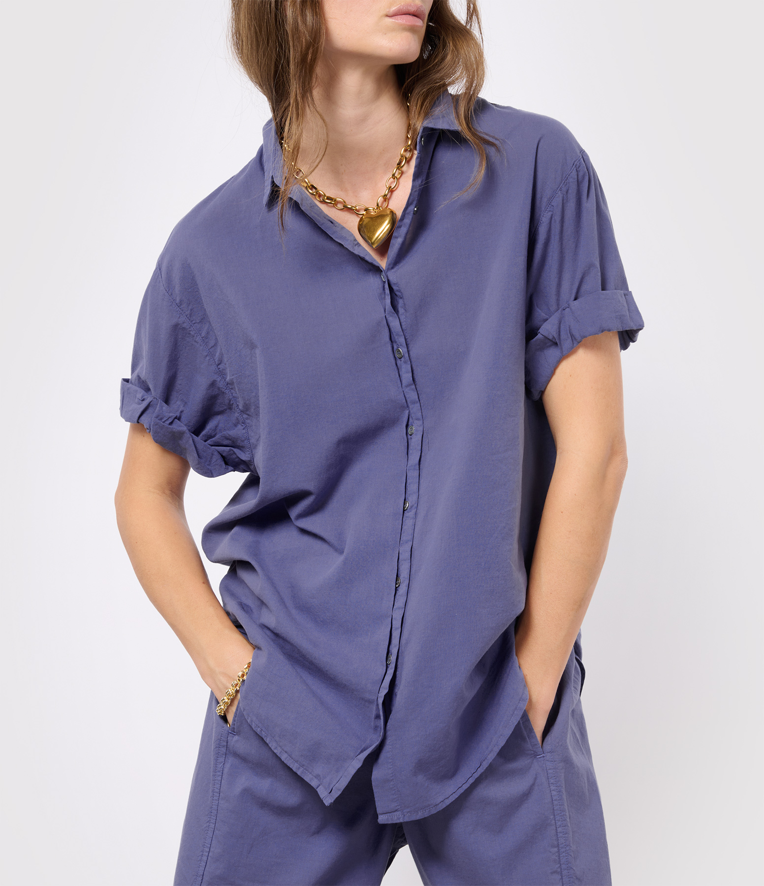 Channing Cotton Shirt in Marlin Blue